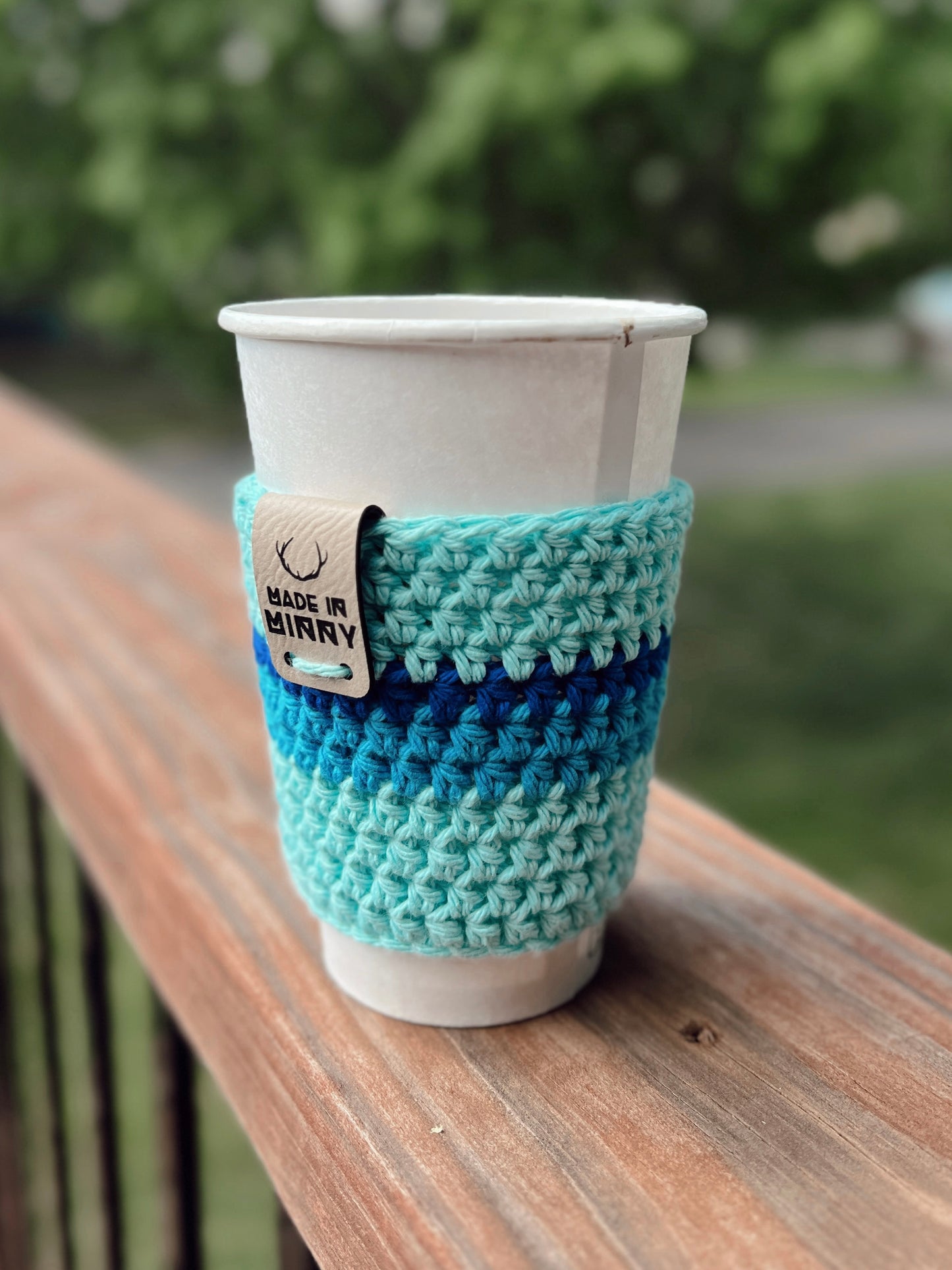 Coffee Cup Sleeve | Summer Stripe | Light Blue Ombré