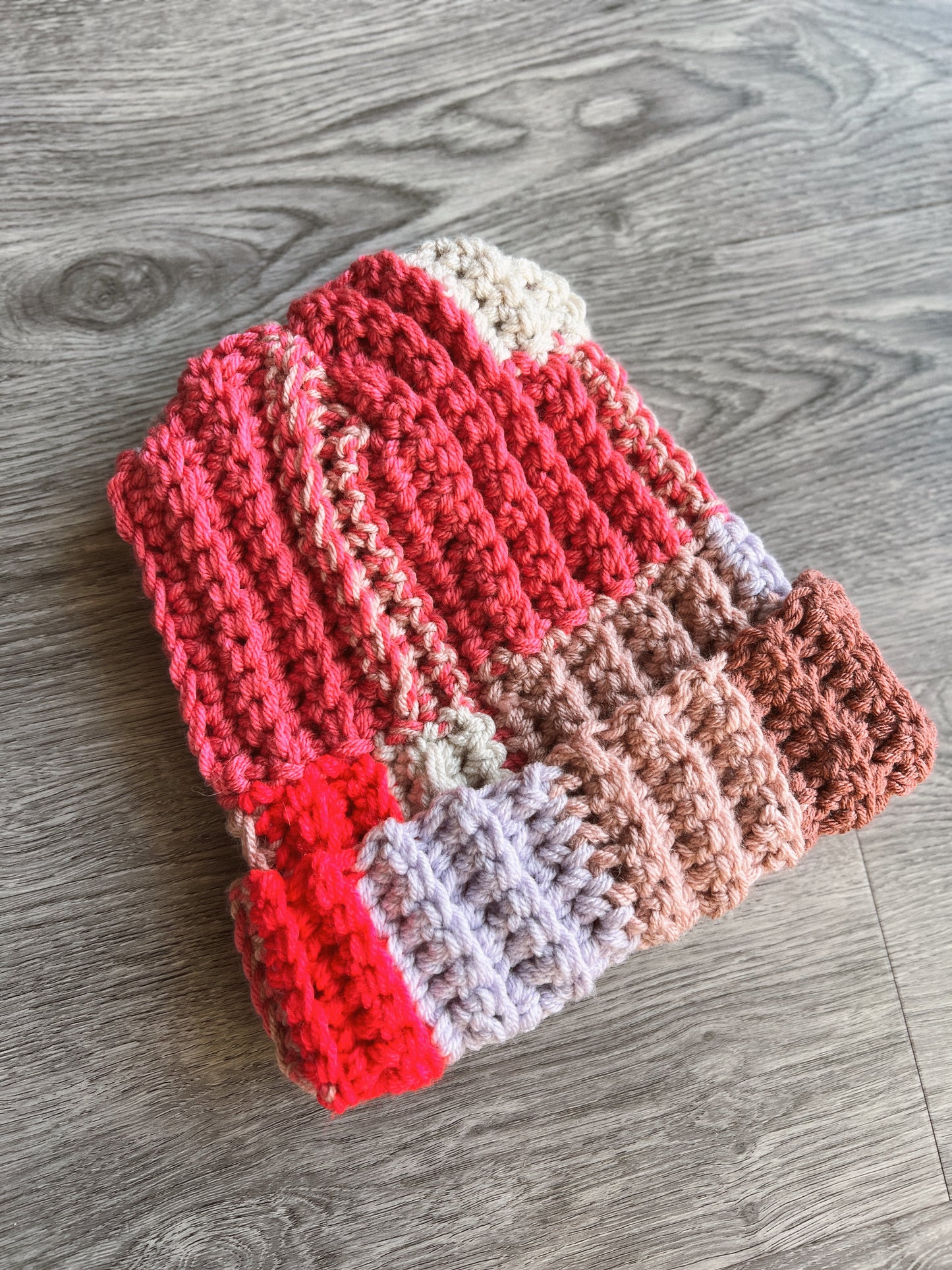 Patchwork Fold Beanie | Pink Multi