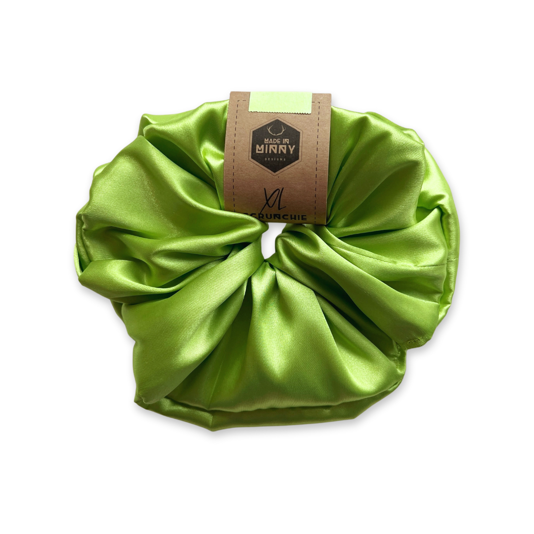 Lime Green Satin XL Scrunchie