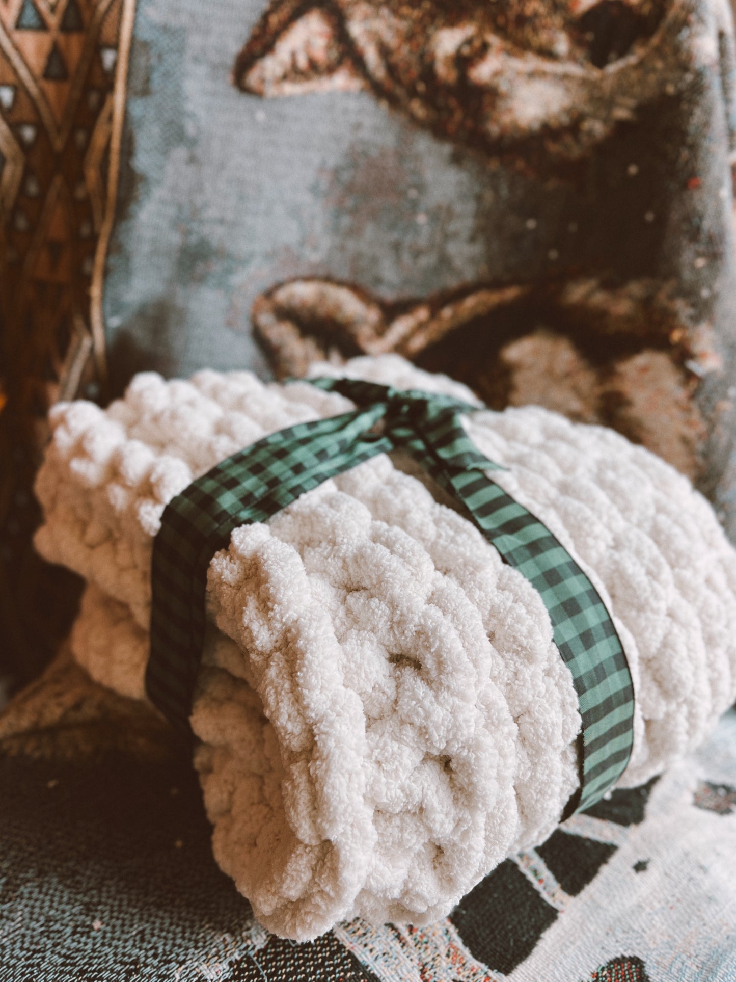 XL Crochet Baby Blanket [Antique White]