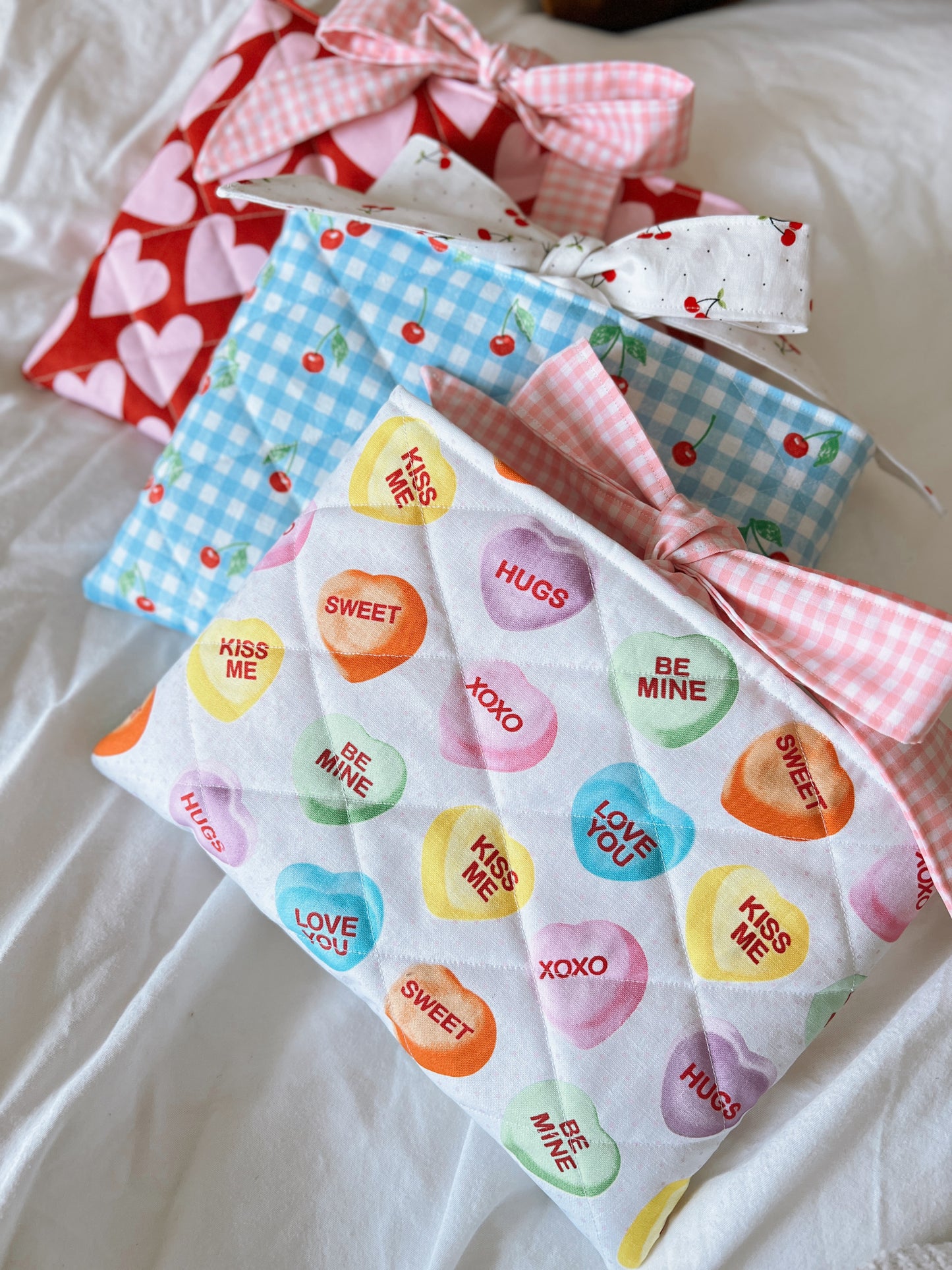 Cherry Picnic Quilted Book Sleeve