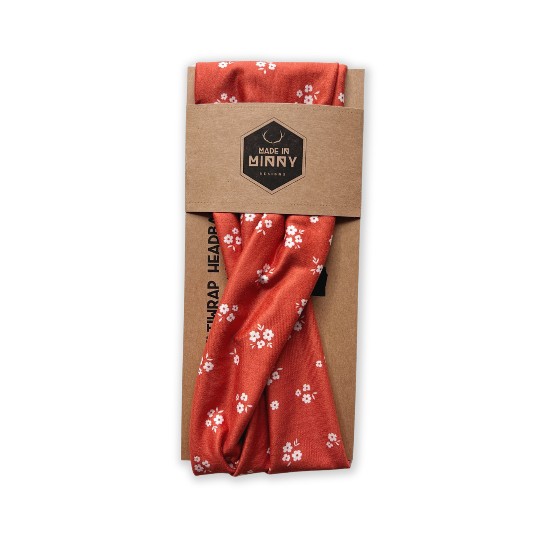Multiwrap Headband | Orange Ditsy Flowers