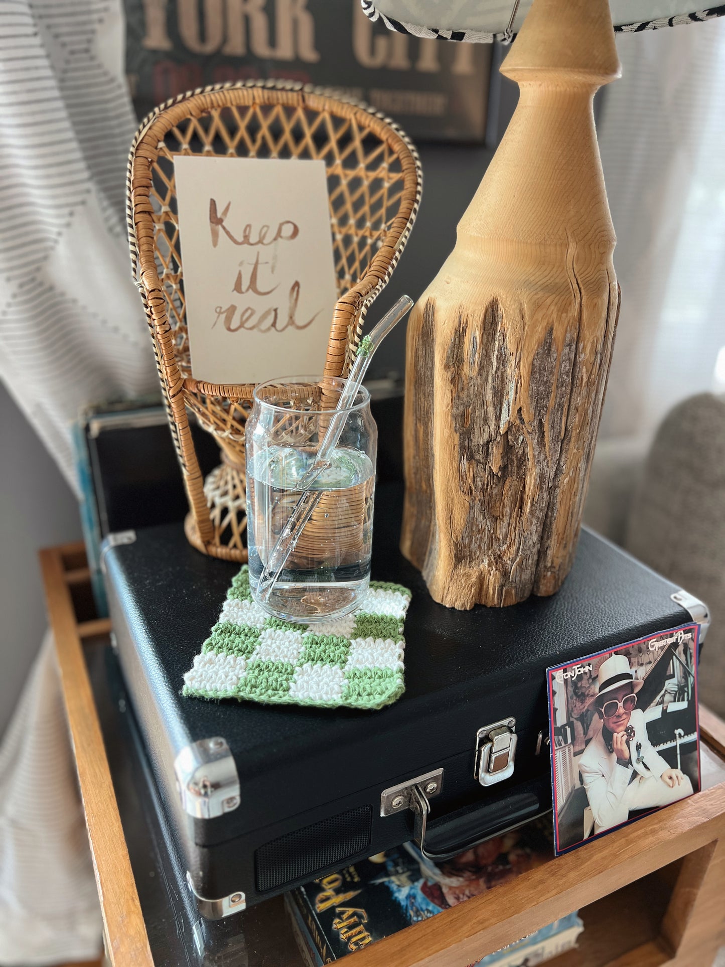 XL Check Crochet Coaster (multiple colors)