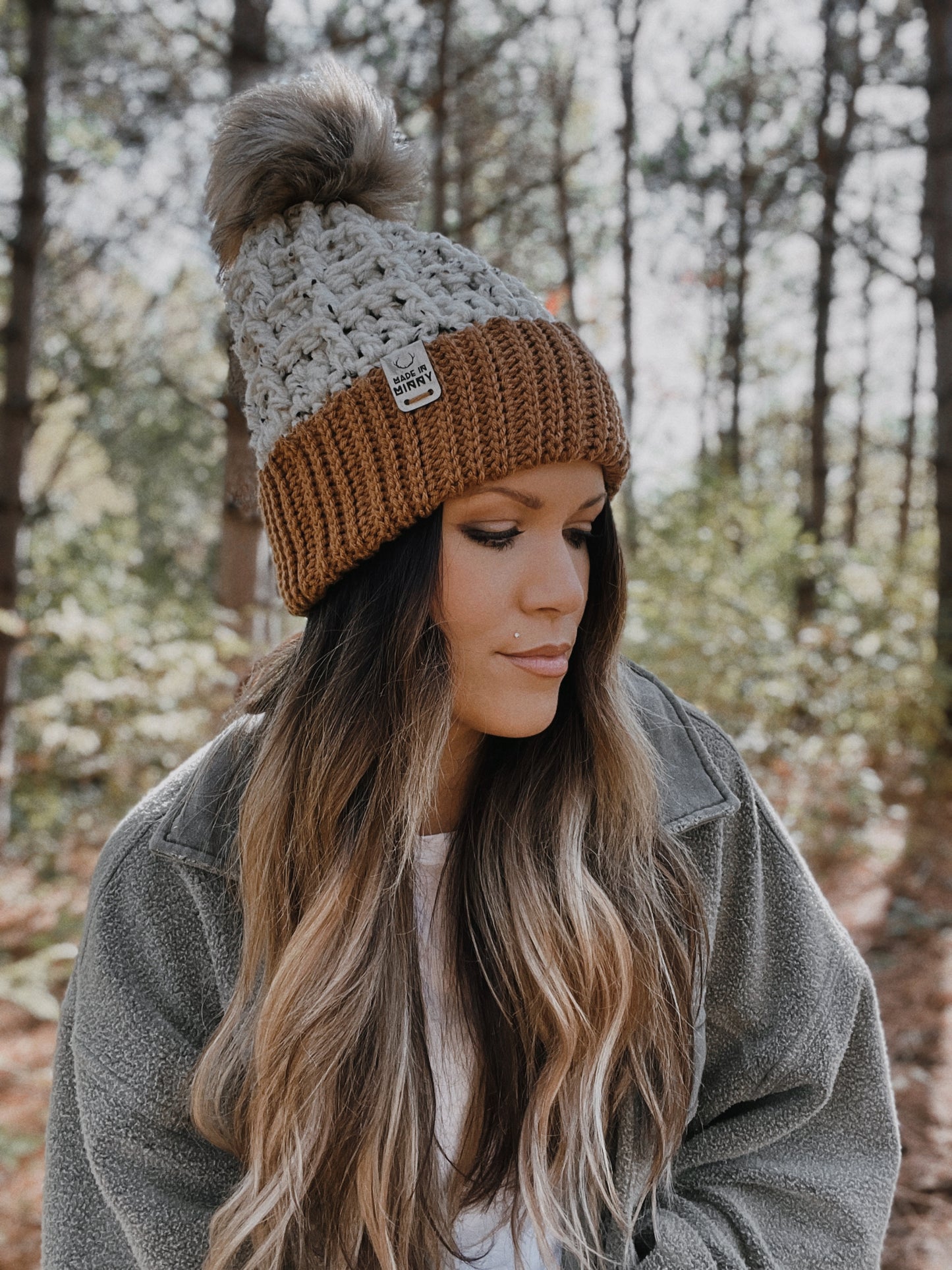 Waffle Fold Beanie | Antique Gold & White Fleck