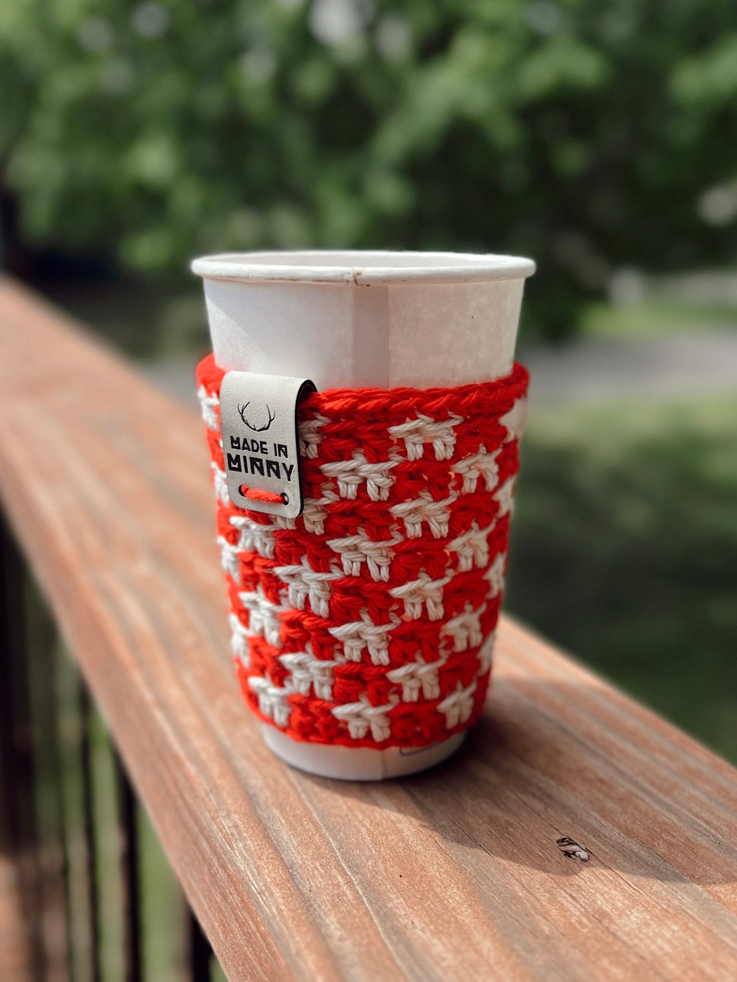 Check Coffee Cup Sleeve | Red & White