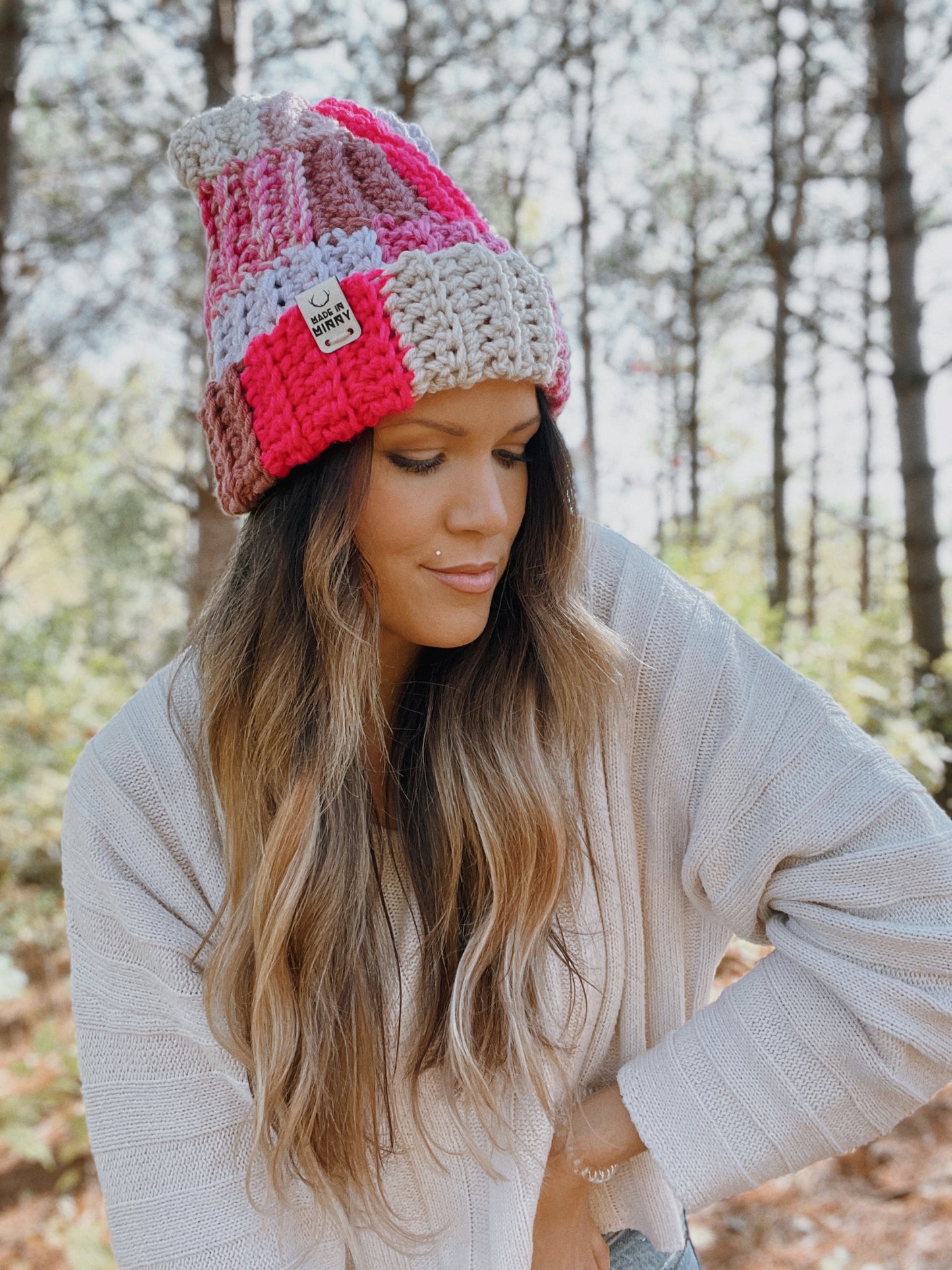 Patchwork Fold Beanie | Pink Multi