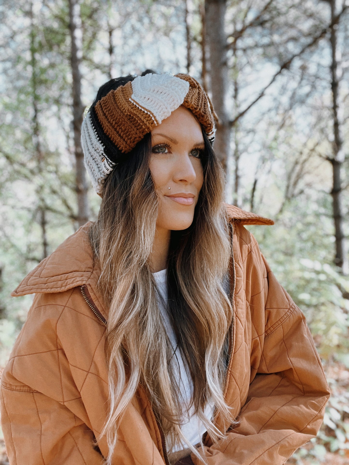 Cozy Ear Warmer | White/Brown Multi