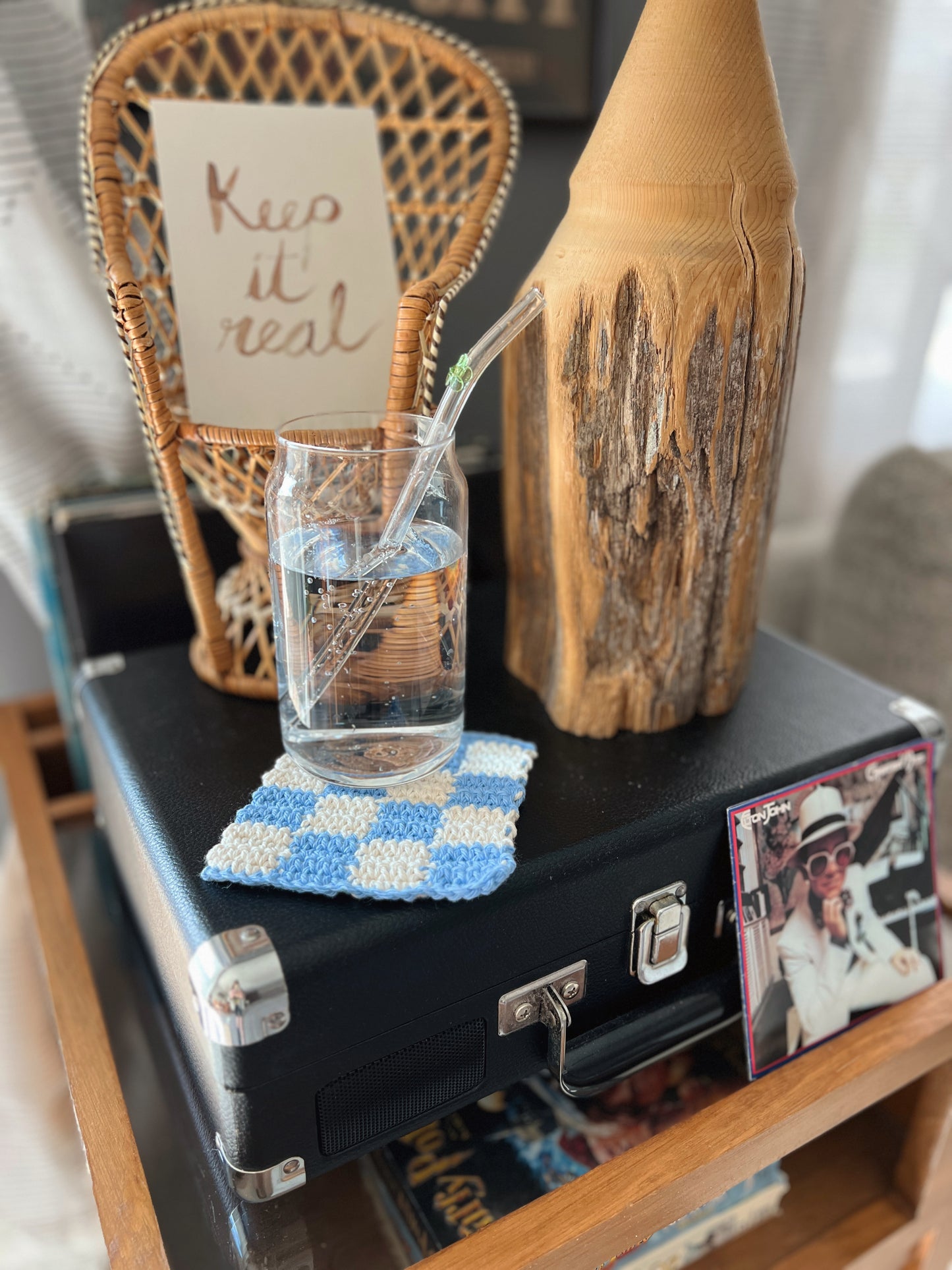 XL Check Crochet Coaster (multiple colors)