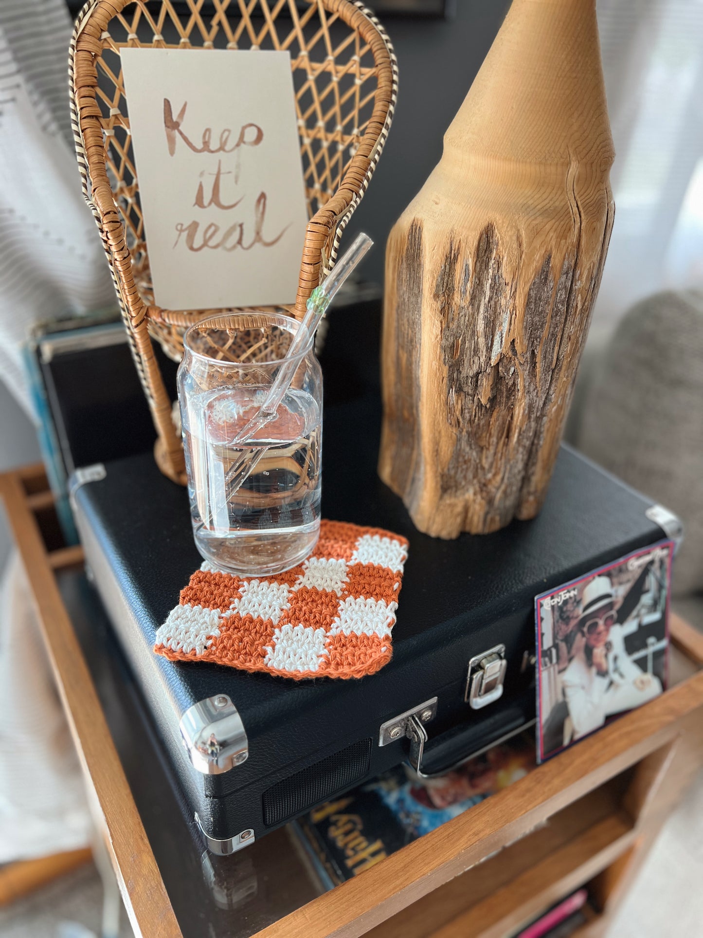 XL Check Crochet Coaster (multiple colors)