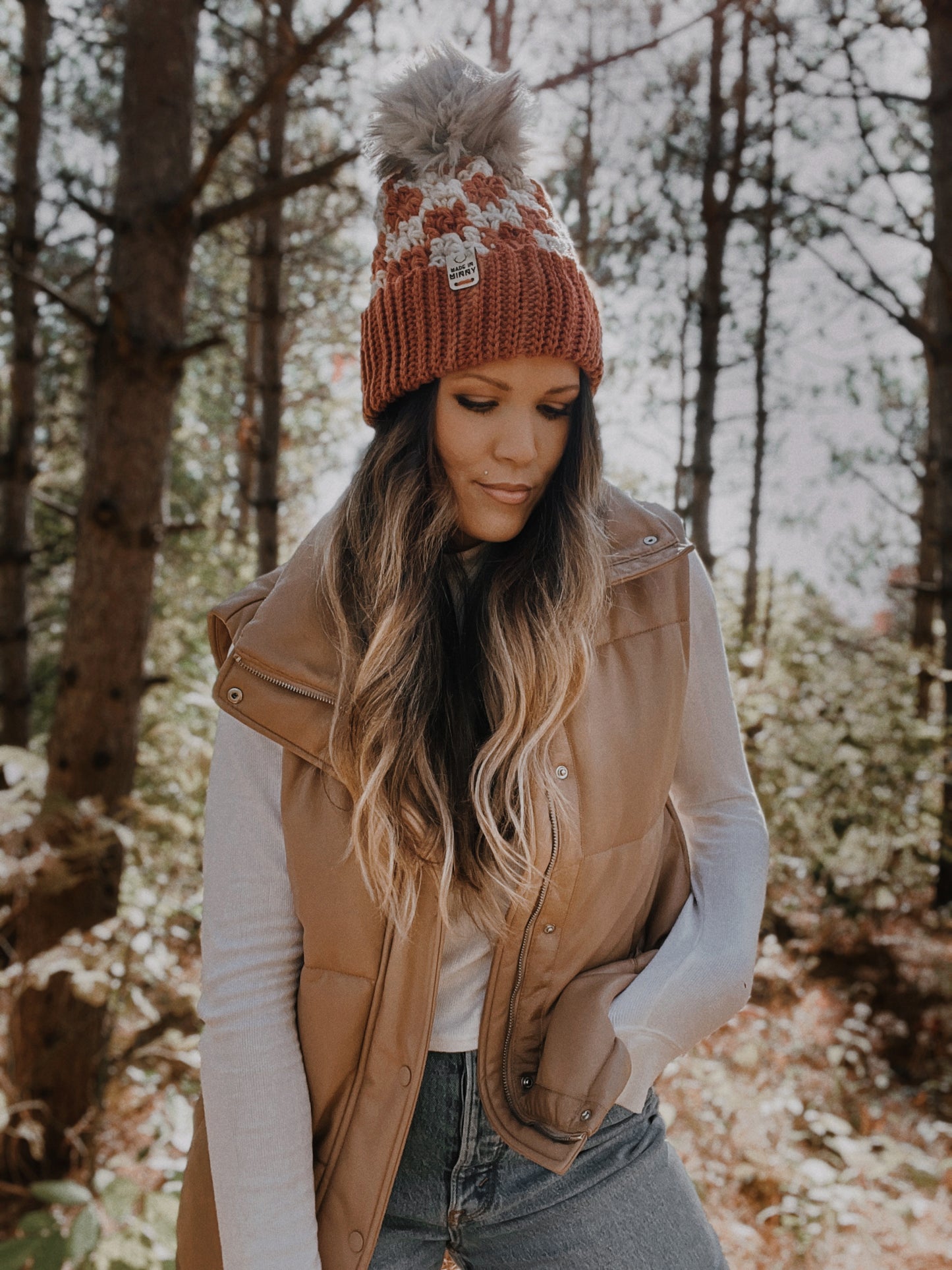 Chunky Check Beanie | Redwood