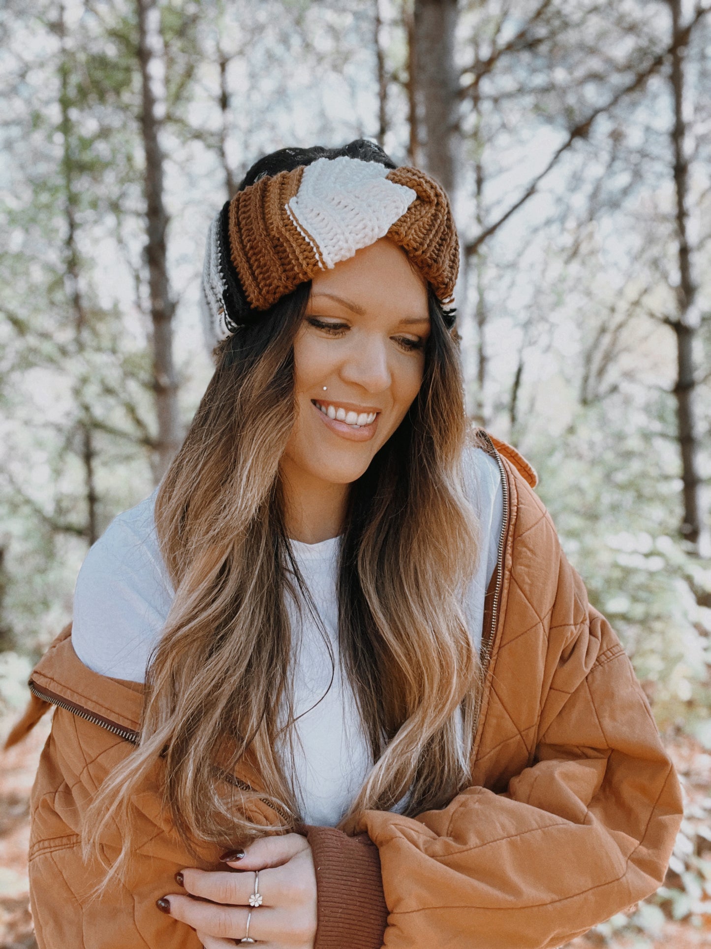 Cozy Ear Warmer | White/Brown Multi