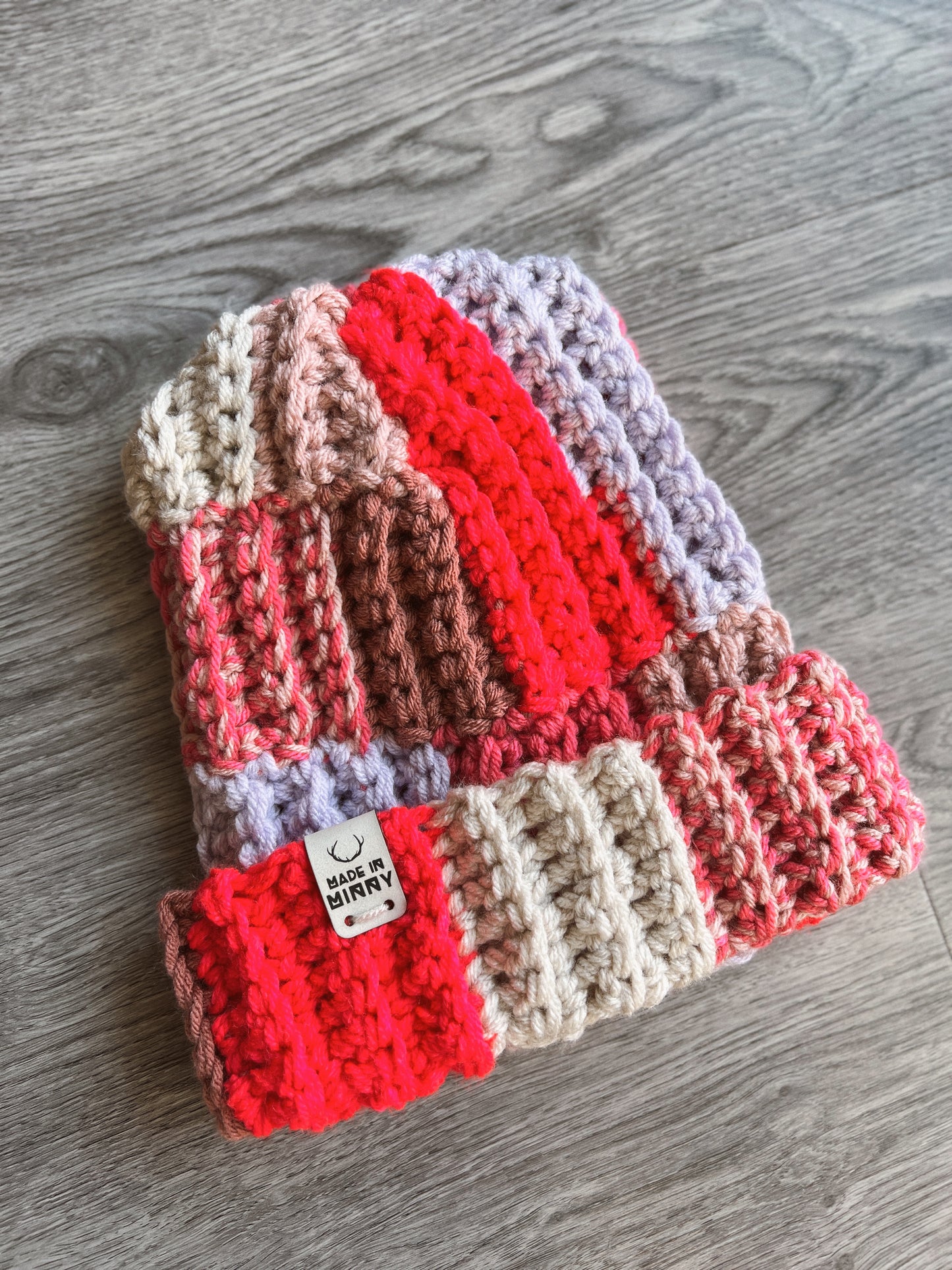 Patchwork Fold Beanie | Pink Multi