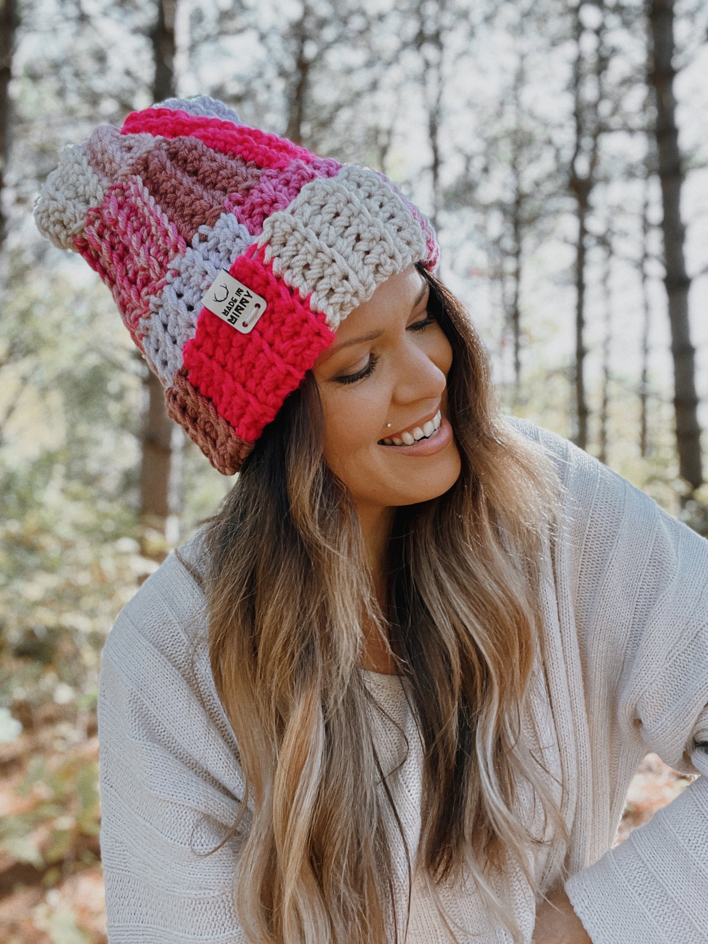 Patchwork Fold Beanie | Pink Multi
