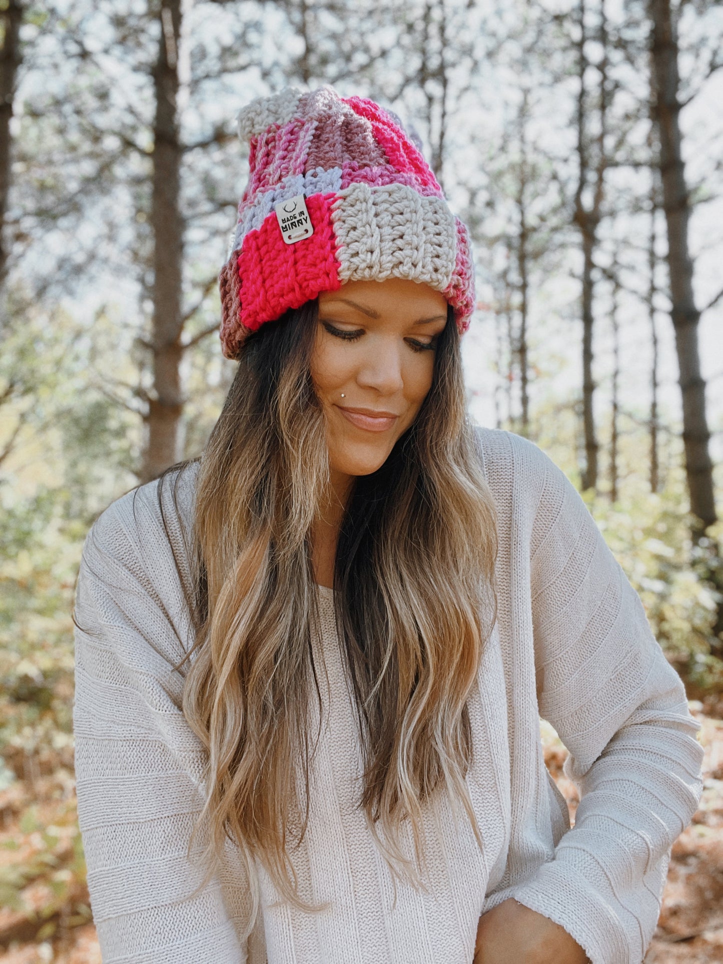 Patchwork Fold Beanie | Pink Multi