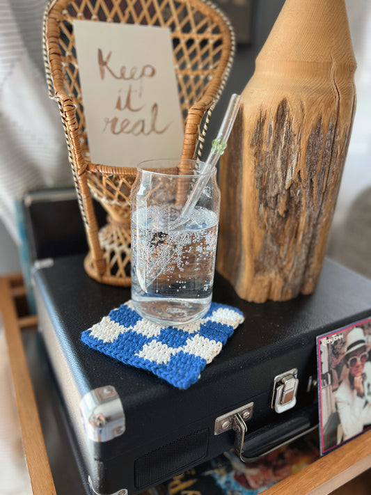 XL Check Crochet Coaster (multiple colors)