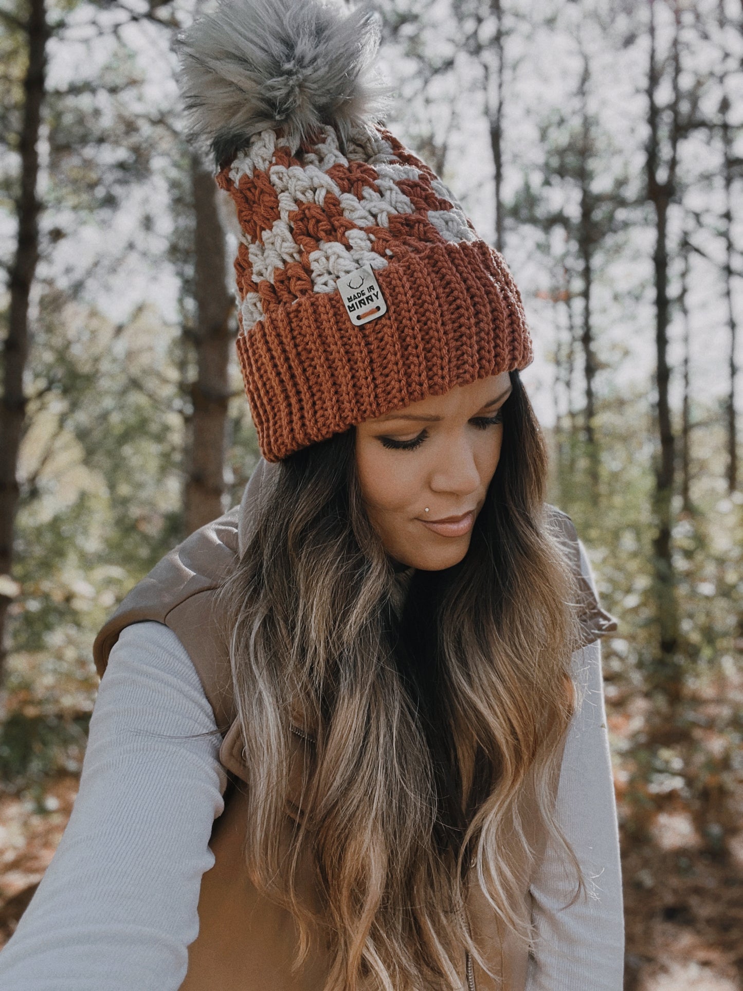 Chunky Check Beanie | Redwood