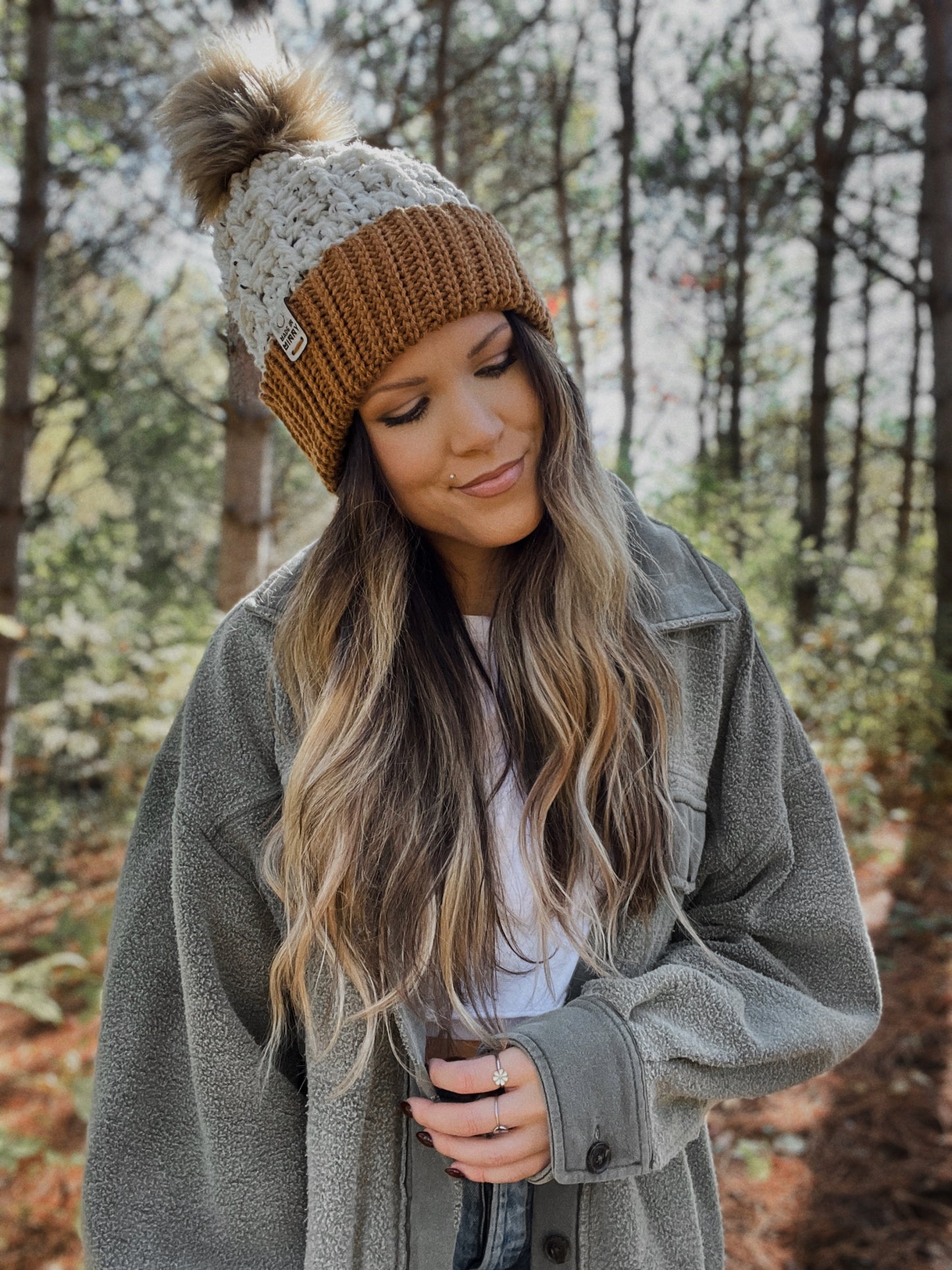 Waffle Fold Beanie | Antique Gold & White Fleck