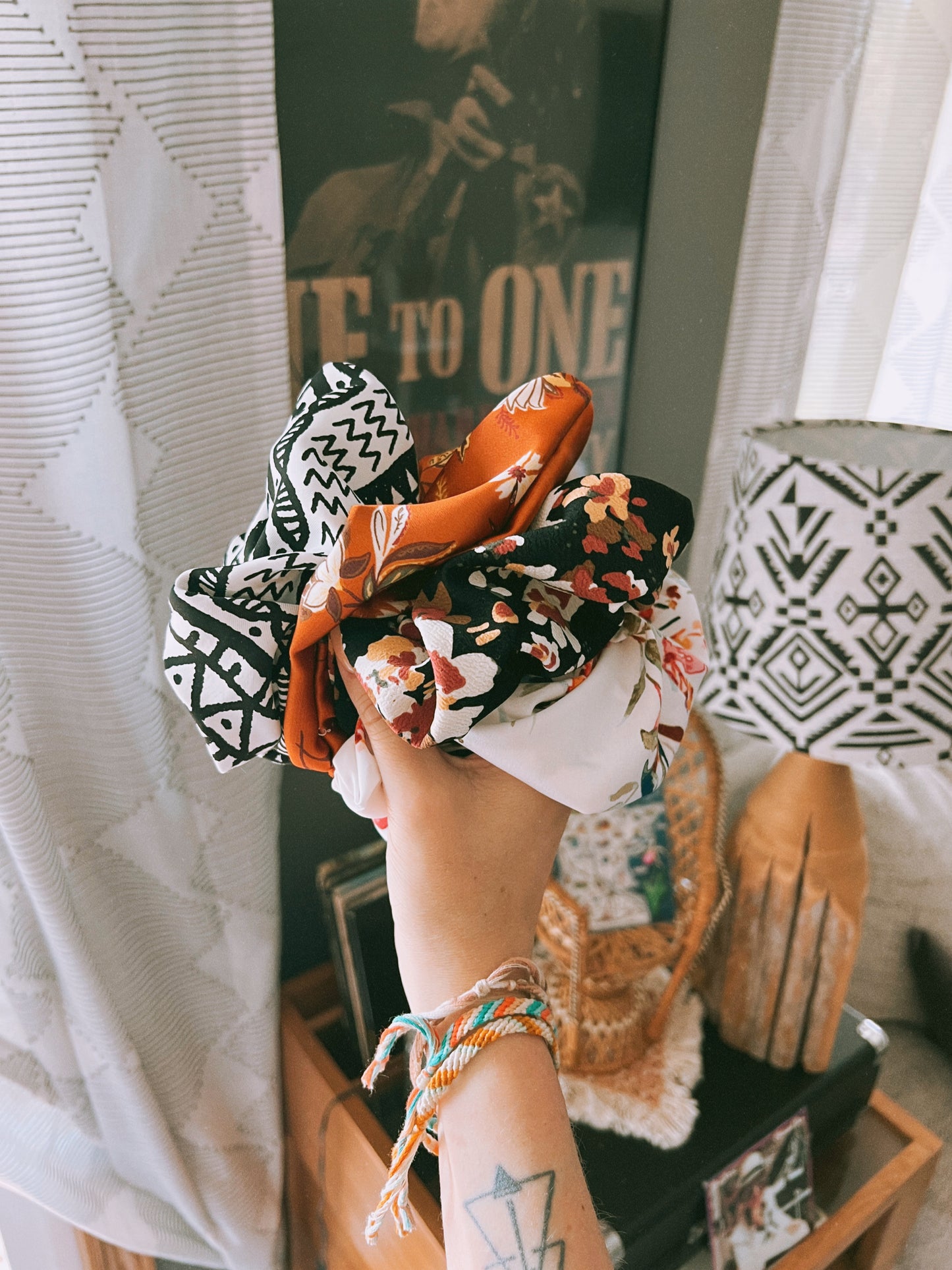 B&W Mudcloth Print XL Scrunchie