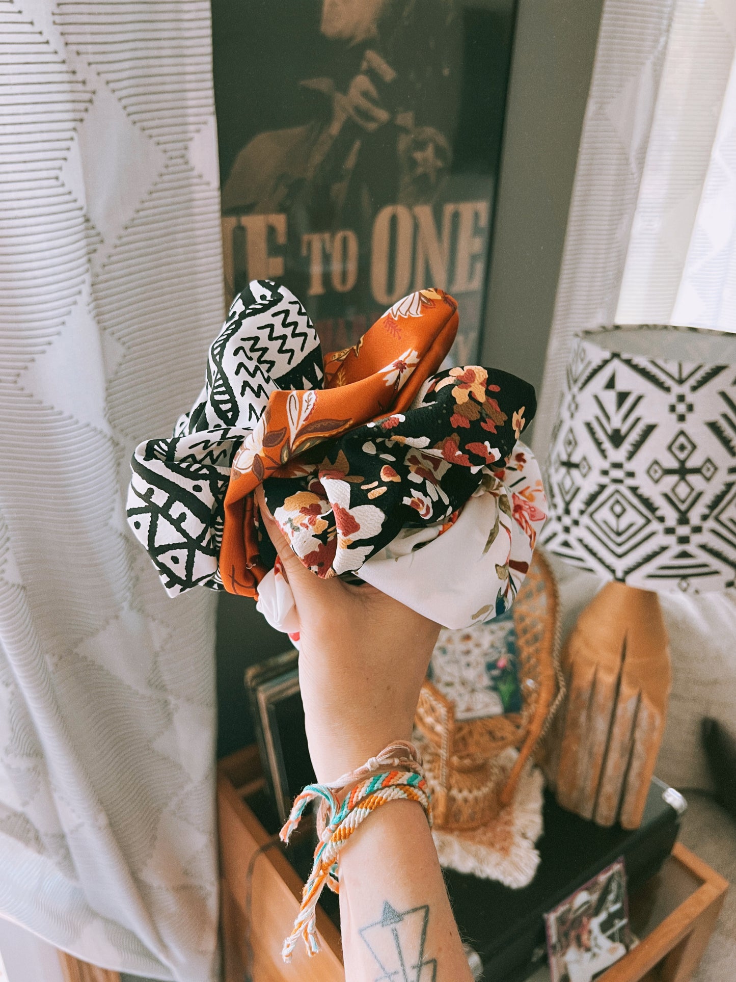 Black Floral XL Scrunchie
