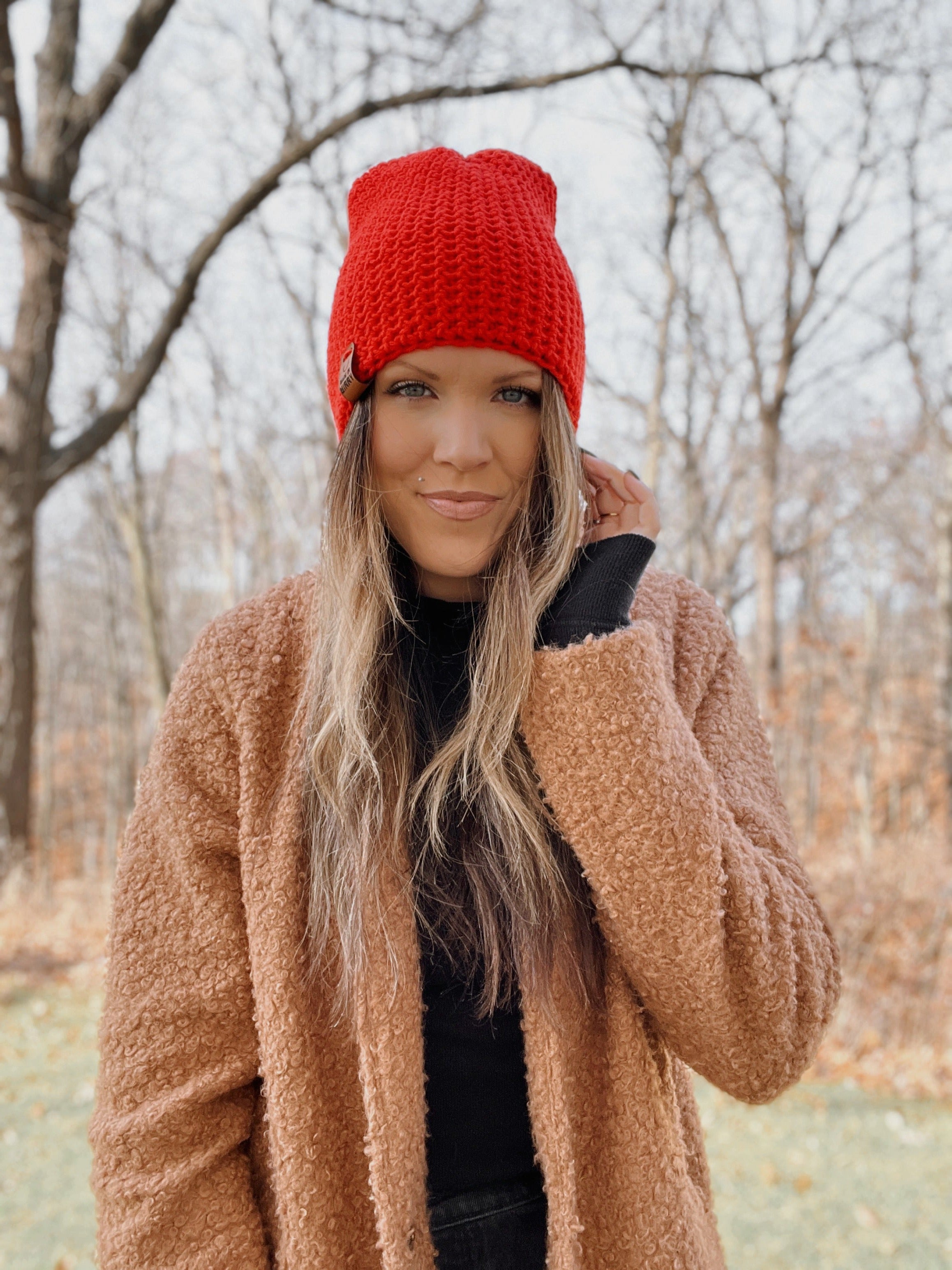 Made in Minny Designs | Minny Beanie | Bright Red | Handmade in 