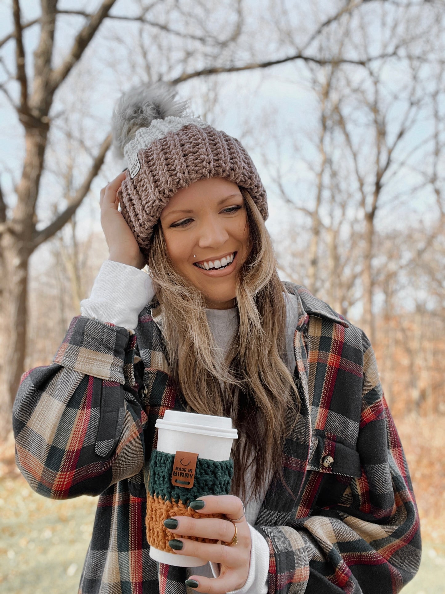 Chunky Dreamer Beanie | Mauve & Gray