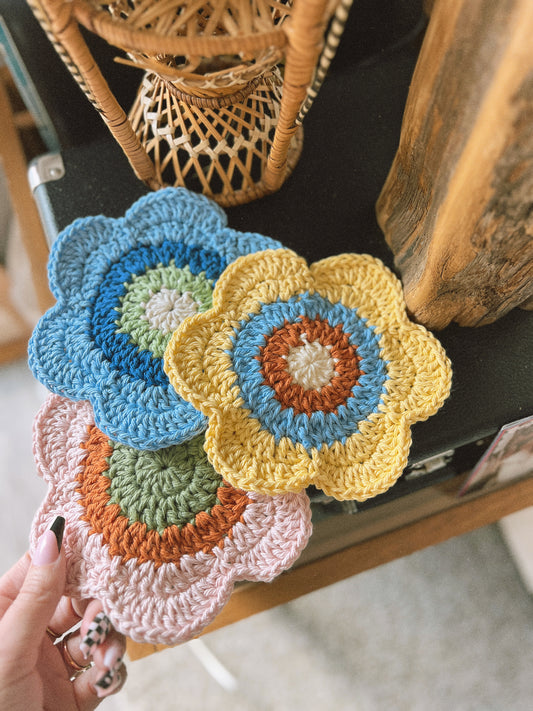 XL Flower Crochet Coaster (multiple colors)