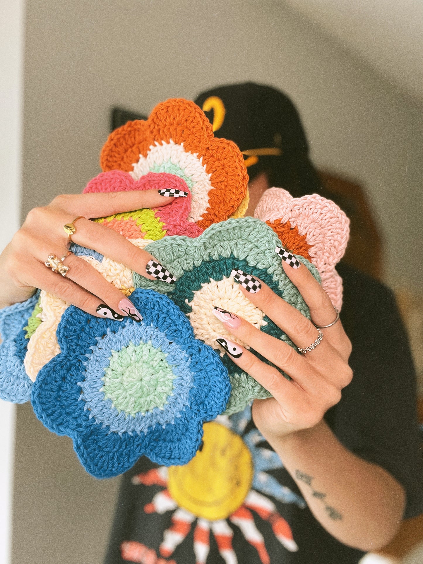 XL Flower Crochet Coaster (multiple colors)