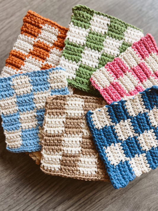 XL Check Crochet Coaster (multiple colors)