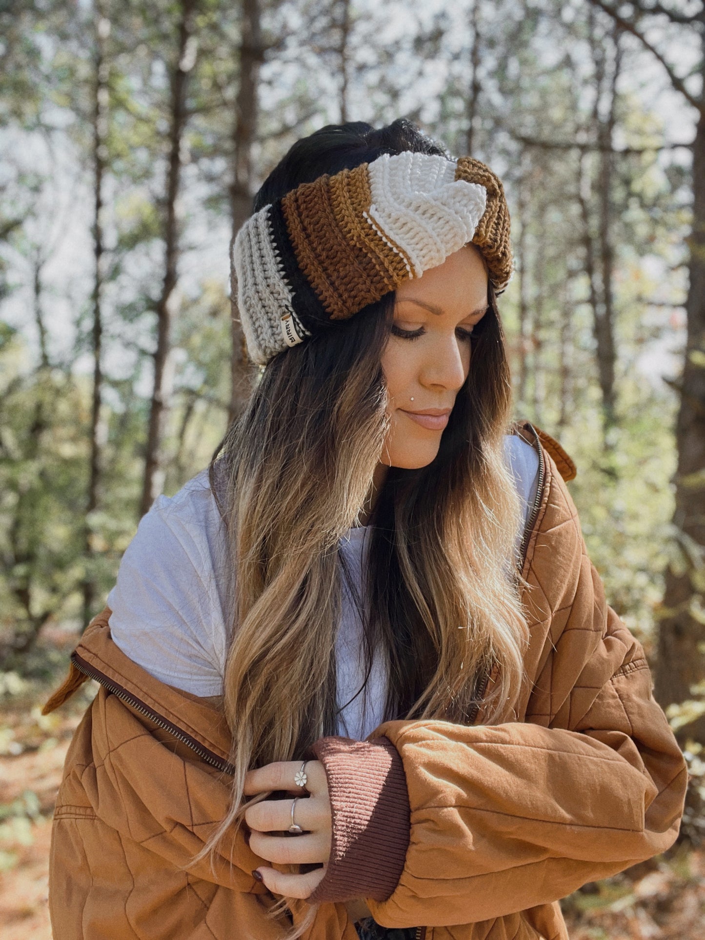 Cozy Ear Warmer | White/Brown Multi