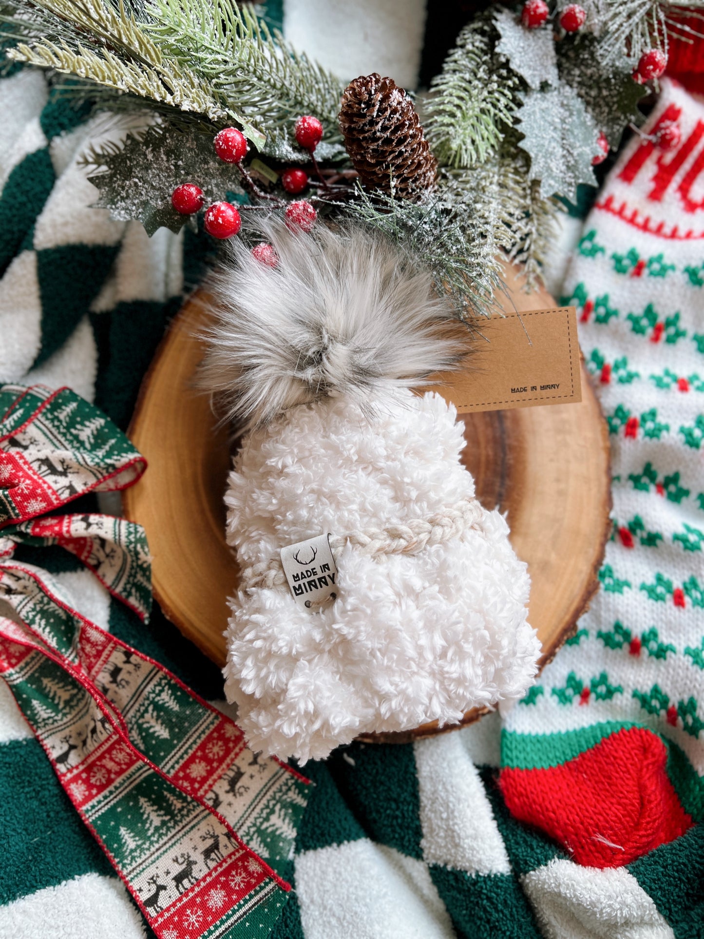 Jumbo Fur Fold Beanie Christmas Decor/Ornament