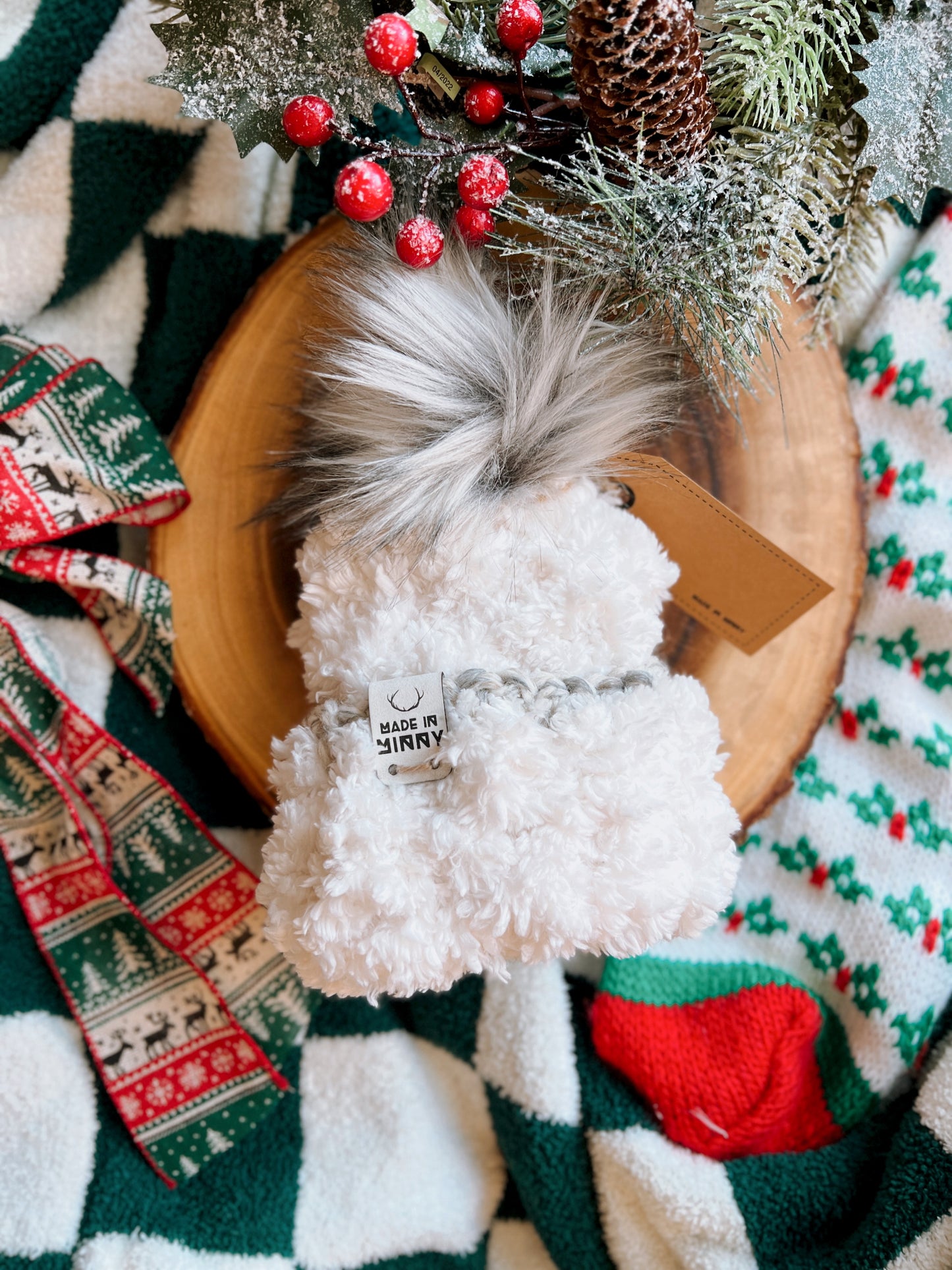 Jumbo Fur Fold Beanie Christmas Decor/Ornament