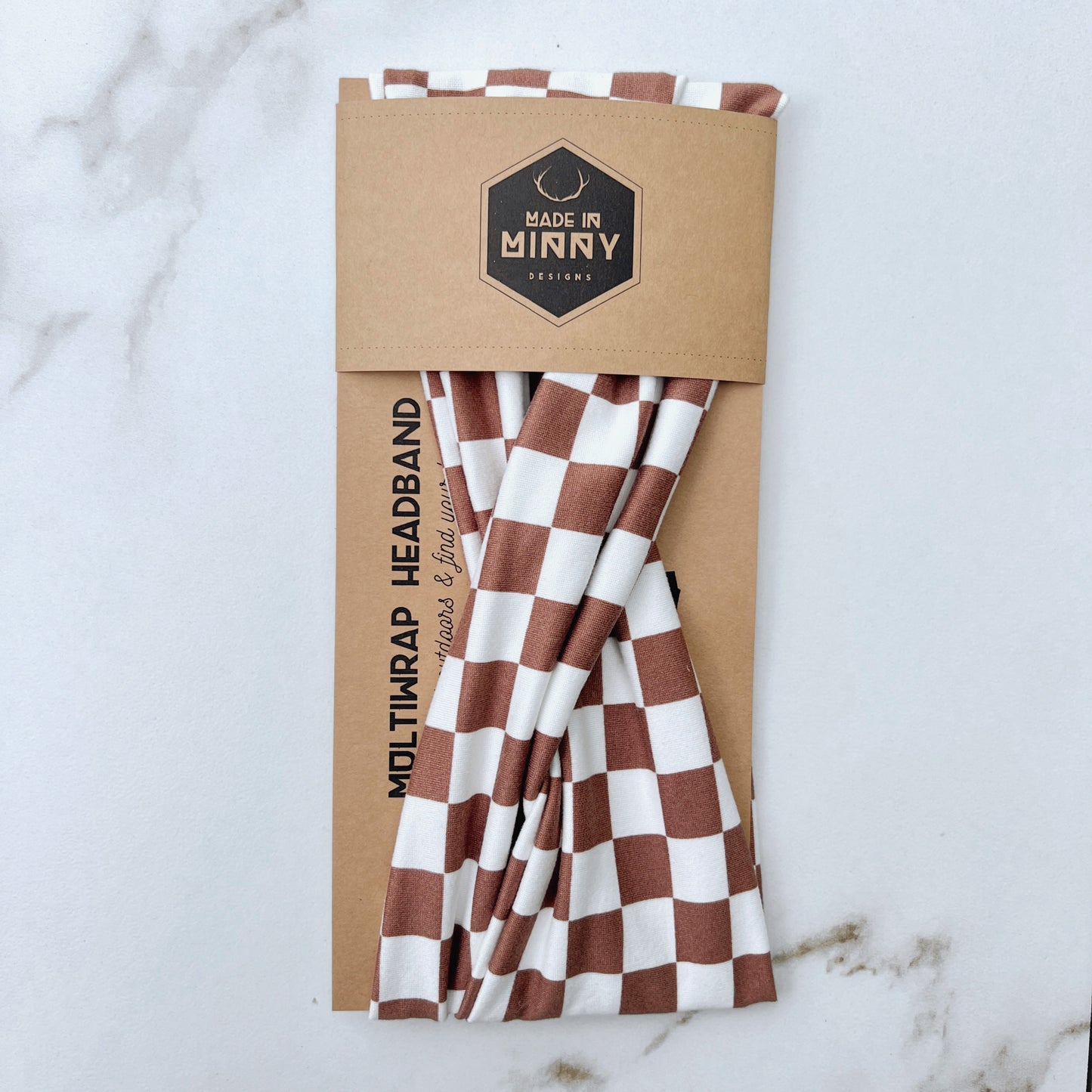 Multiwrap Headband | Brown & White Check