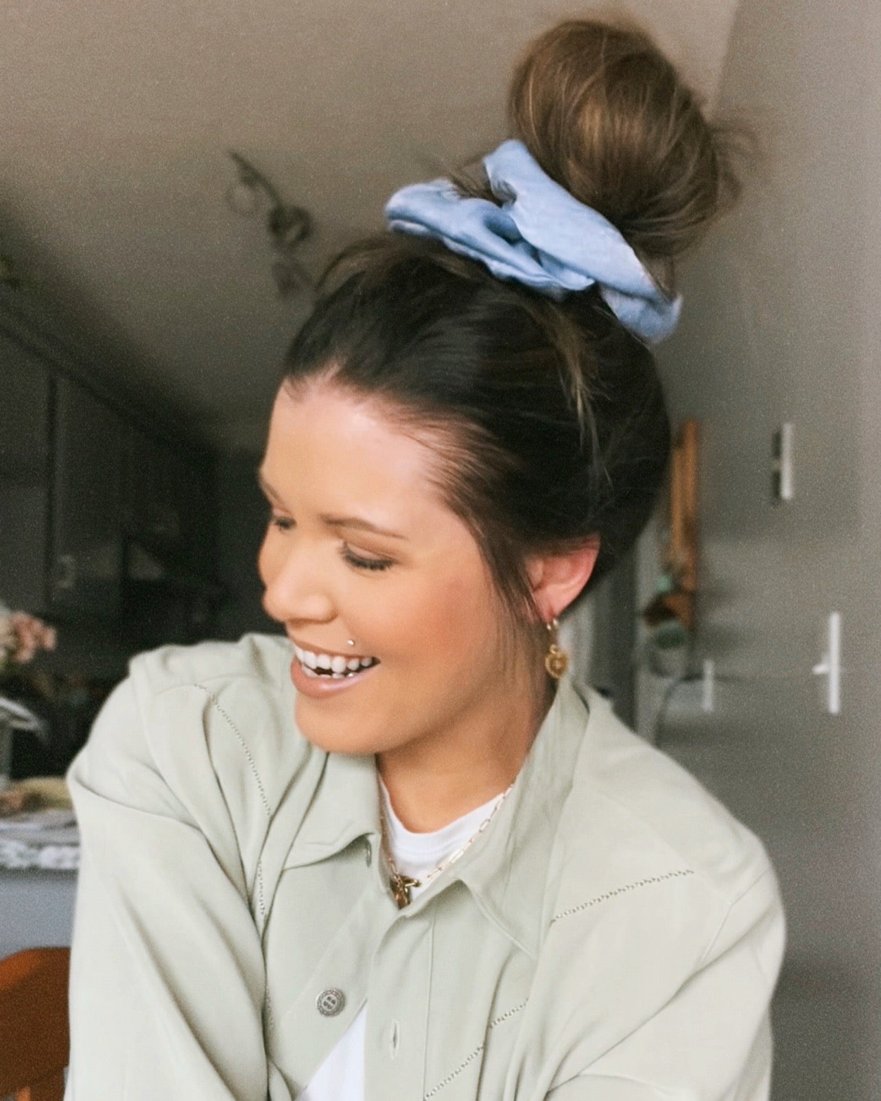 Periwinkle Textured Satin XL Scrunchie