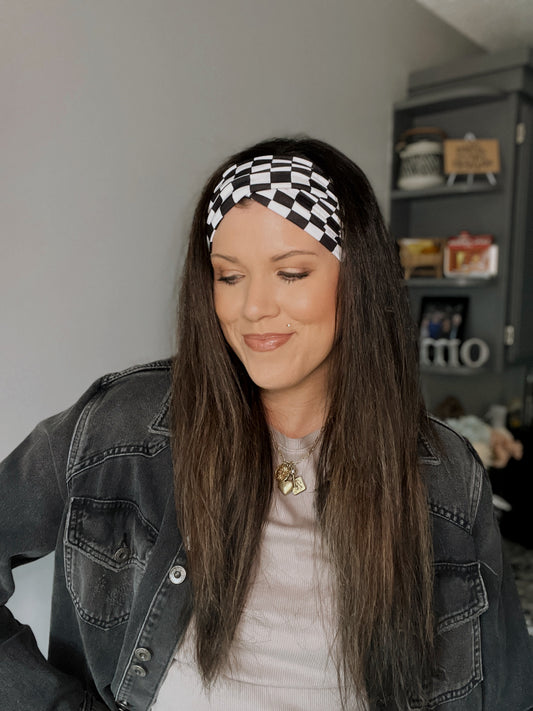 Multiwrap Headband | Black & White Check