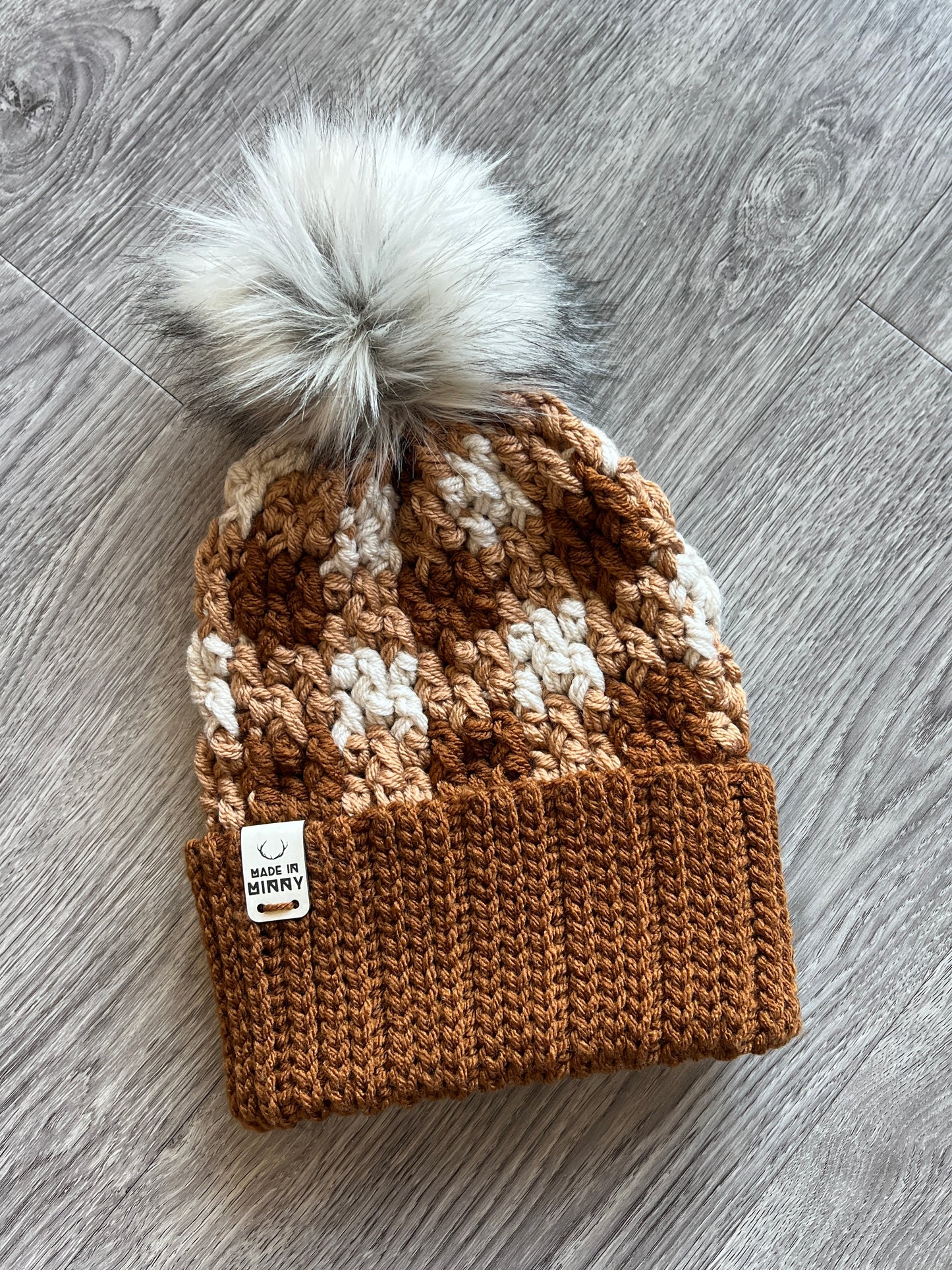 Chunky Plaid Beanie | Brown & Tan