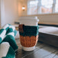 Waffle Coffee Cup Sleeve | Green & Antique Gold