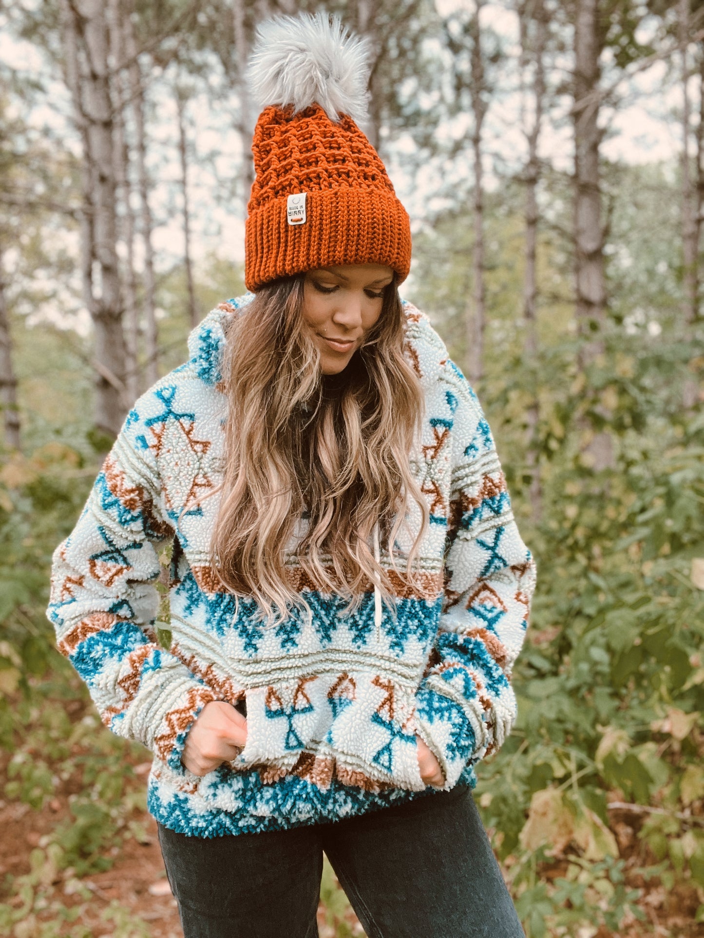 Monochrome Waffle Beanie | Burnt Orange