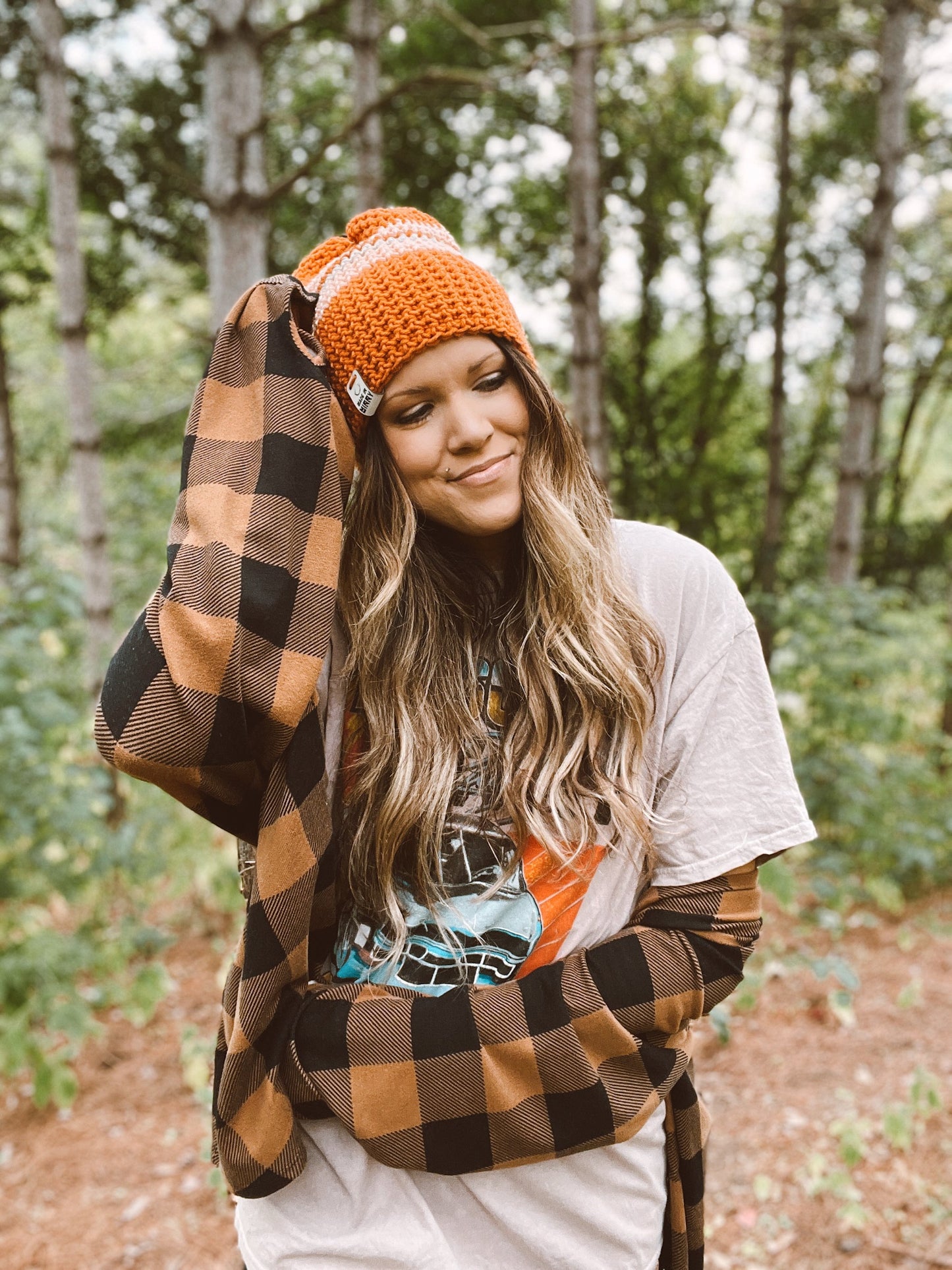 Minny Beanie | Retro Stripe Orange