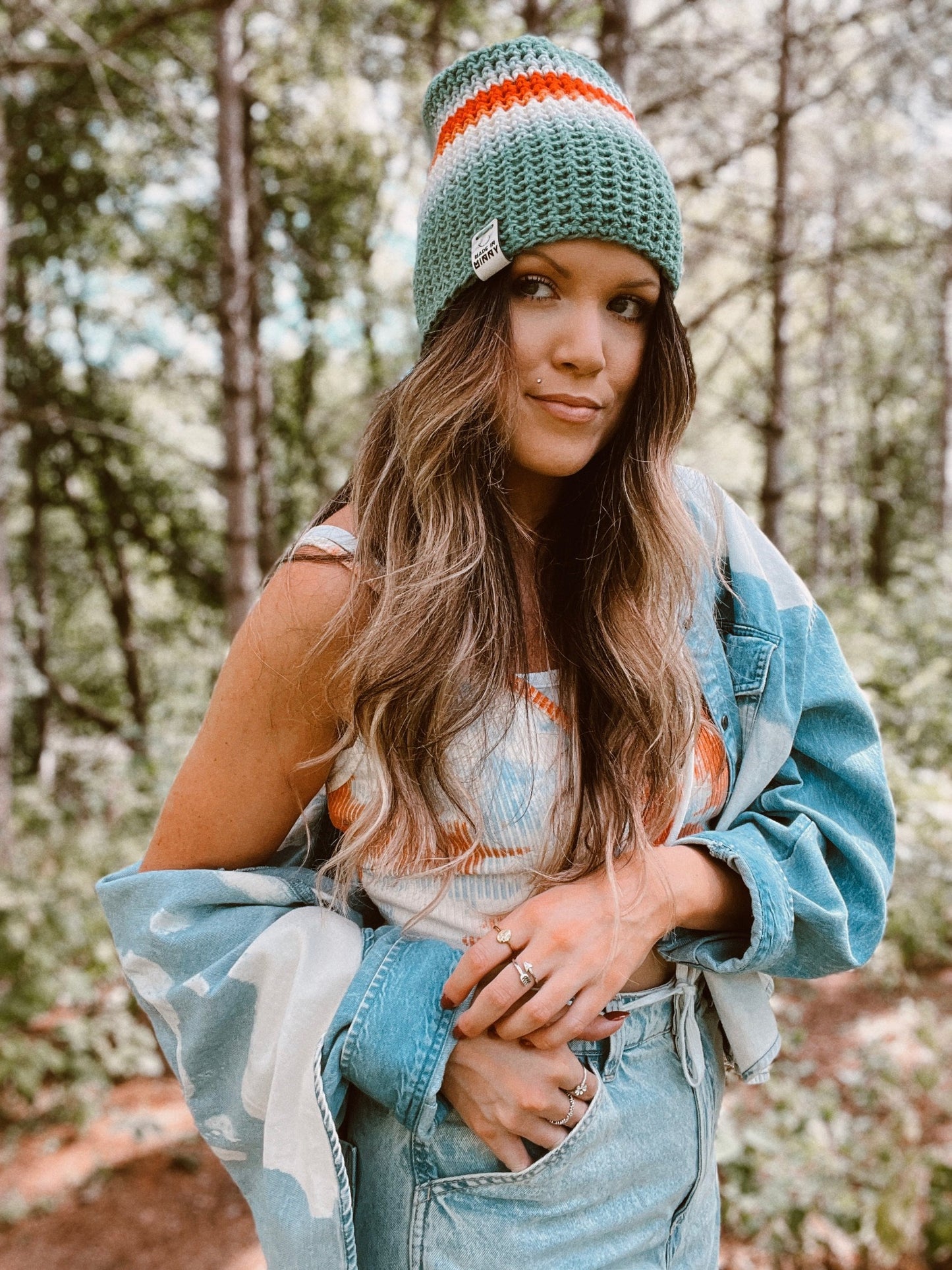 Minny Beanie | Retro Stripe Teal