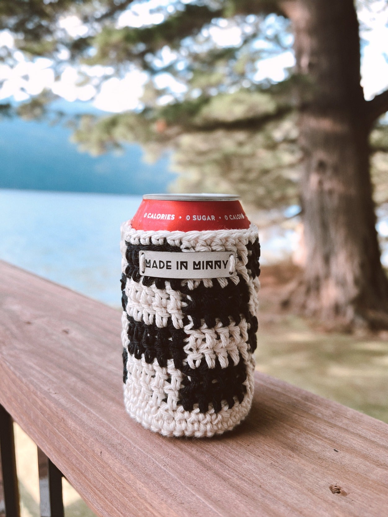 Check Can Coozie (White & Black)