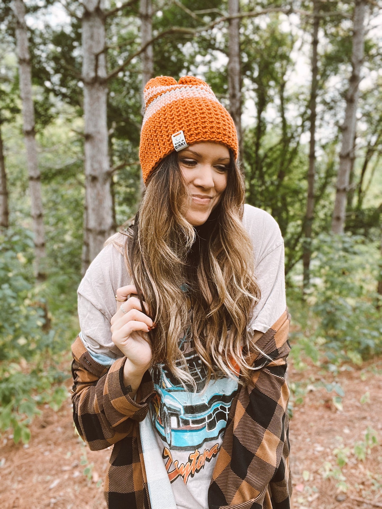 Minny Beanie | Retro Stripe Orange