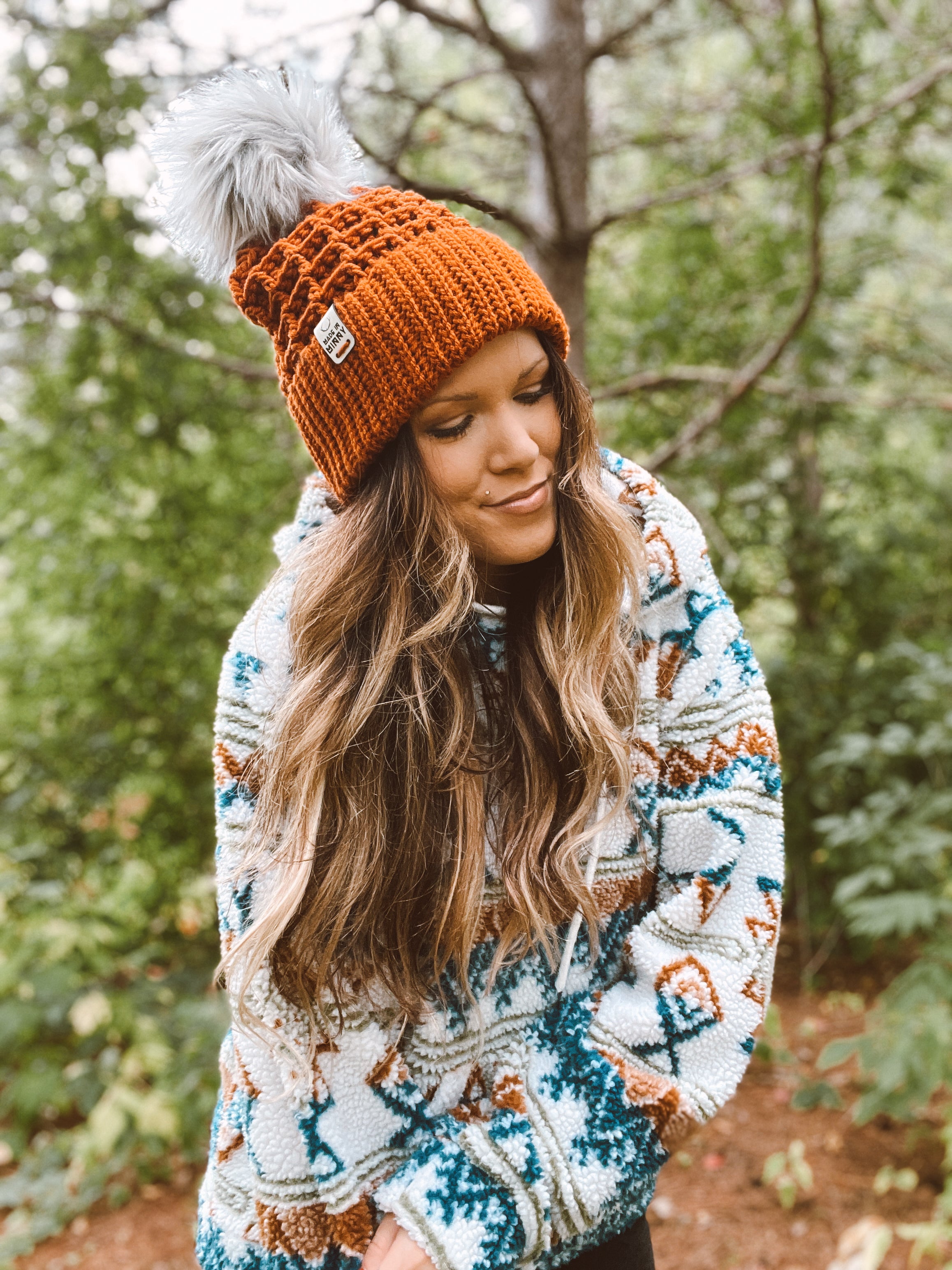 Monochrome Waffle Beanie | Burnt Orange - Made in Minny