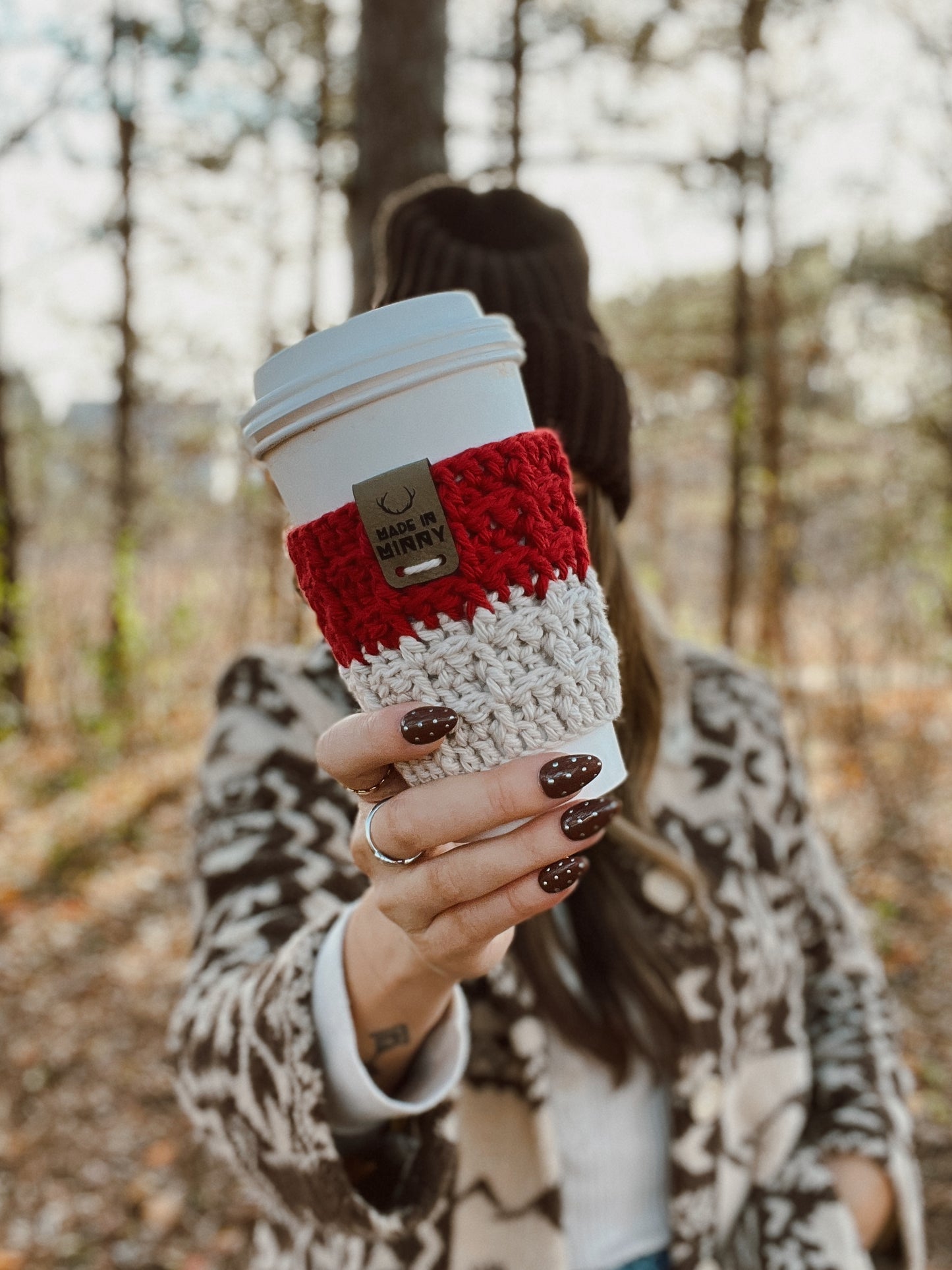 Waffle Coffee Cup Sleeve | Red & Cream