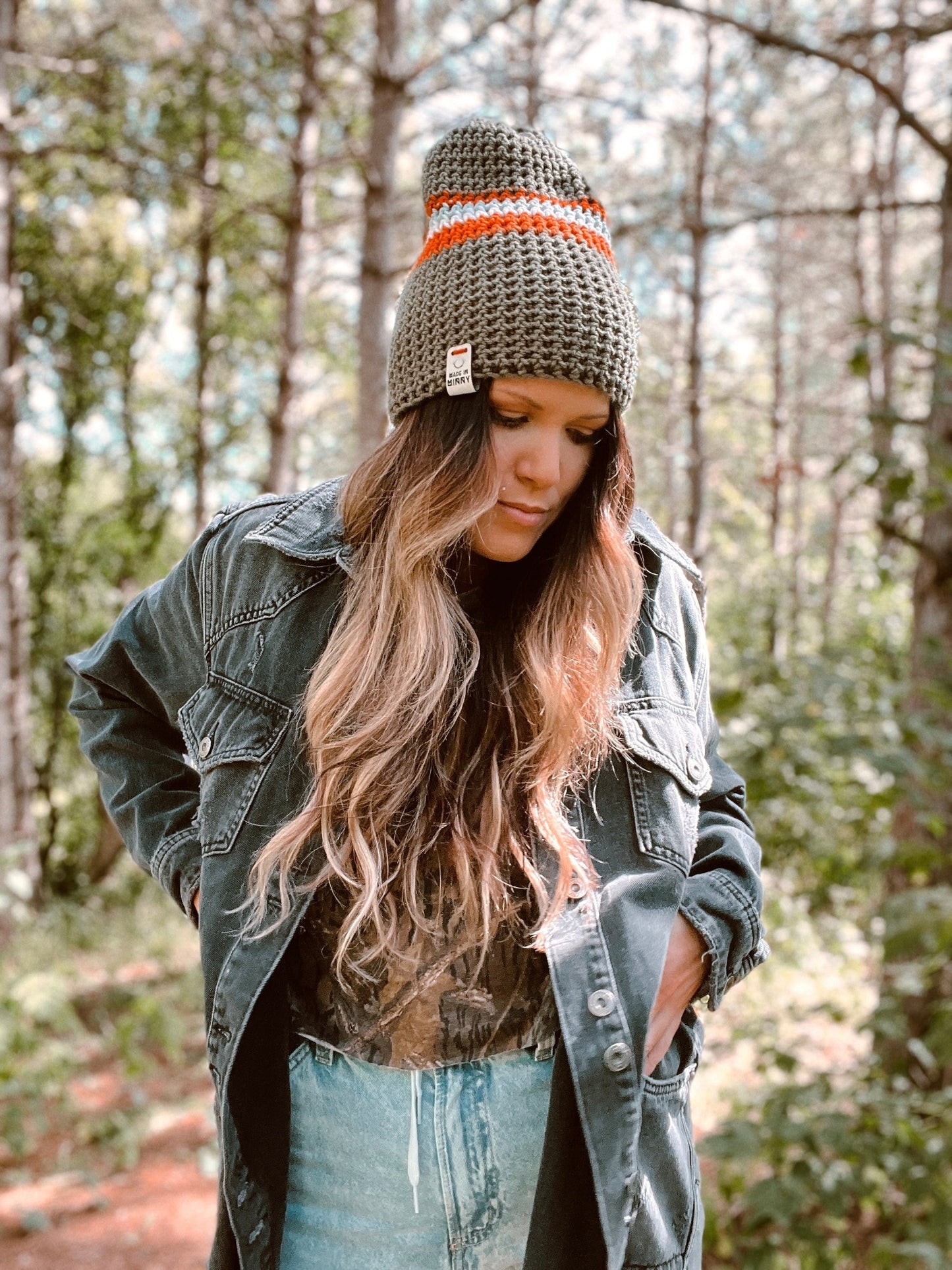 Minny Beanie | Retro Stripe Olive