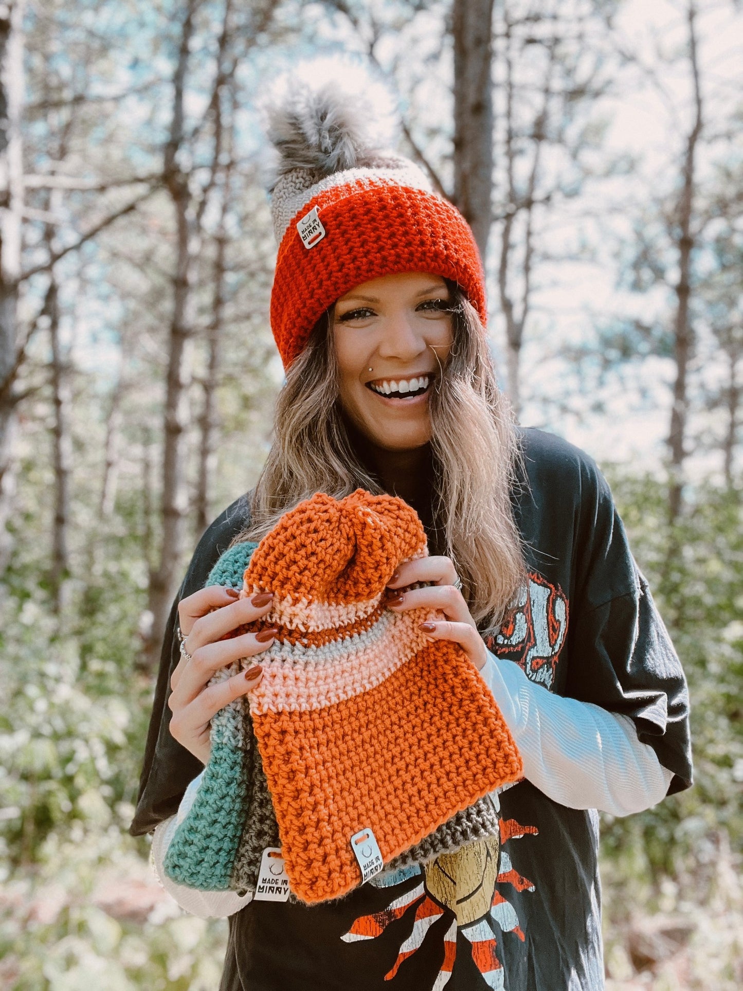Minny Beanie | Retro Stripe Orange