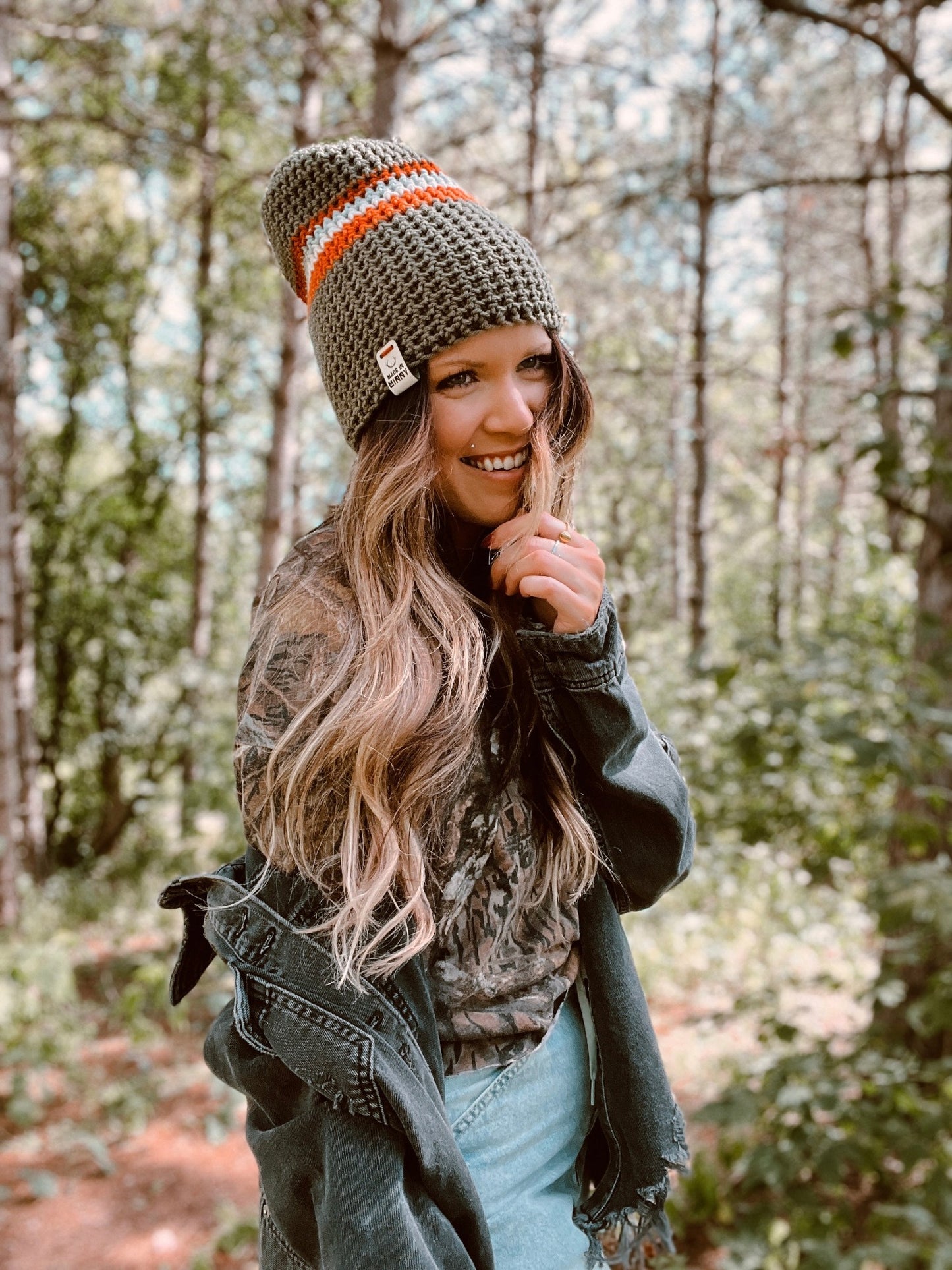 Minny Beanie | Retro Stripe Olive