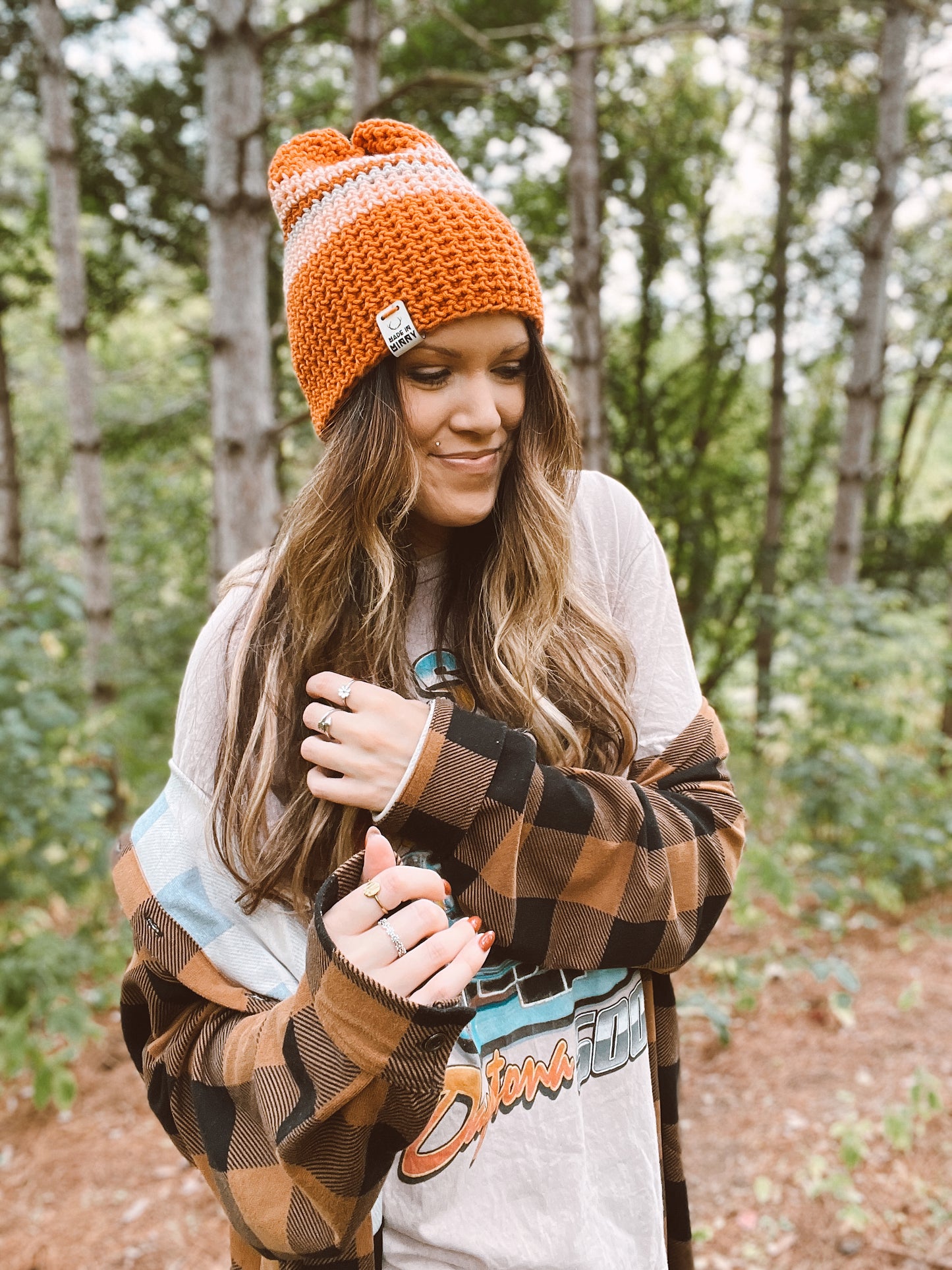 Minny Beanie | Retro Stripe Orange