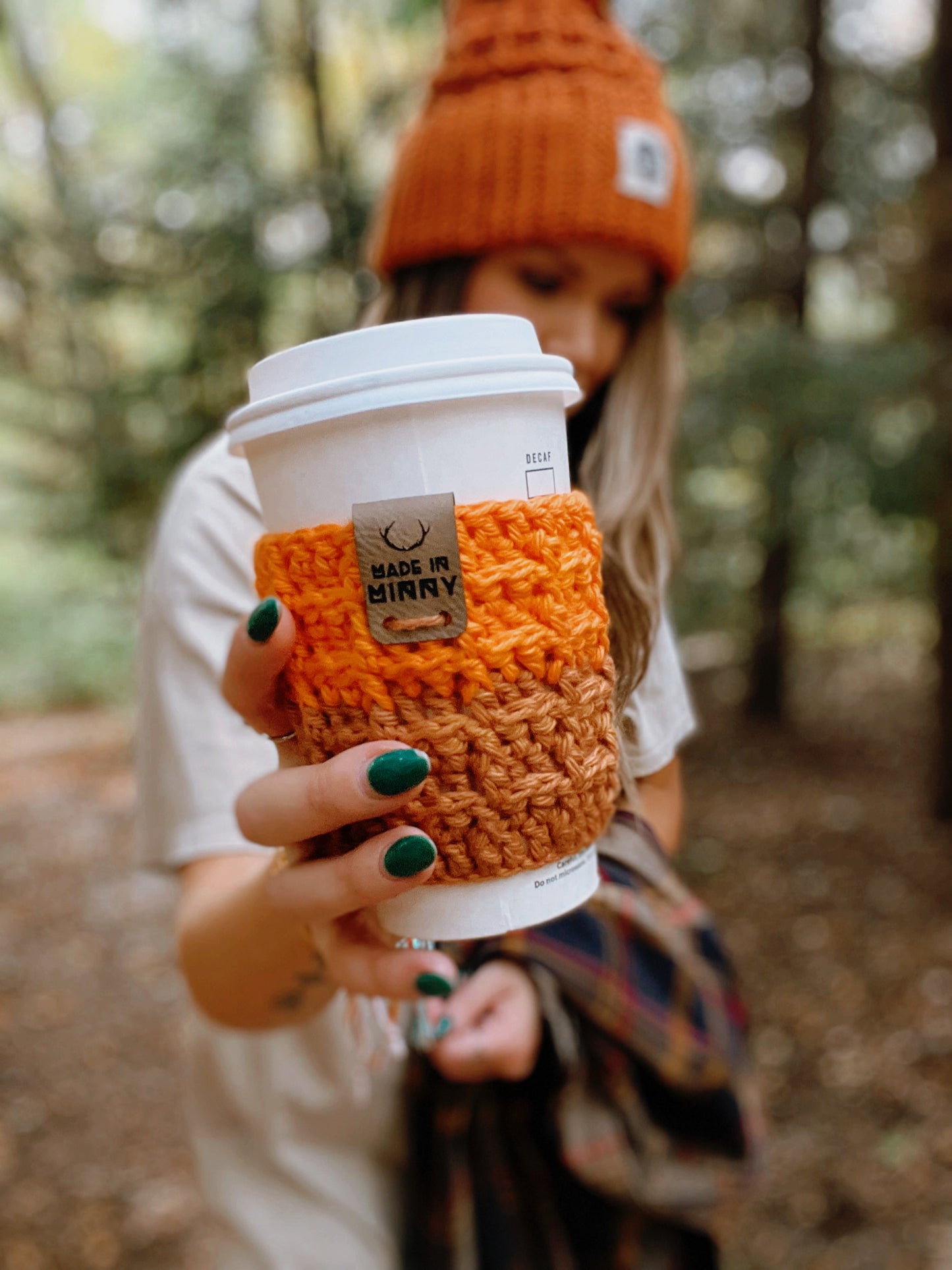 Waffle Coffee Cup Sleeve | Blaze Orange & Antique Gold