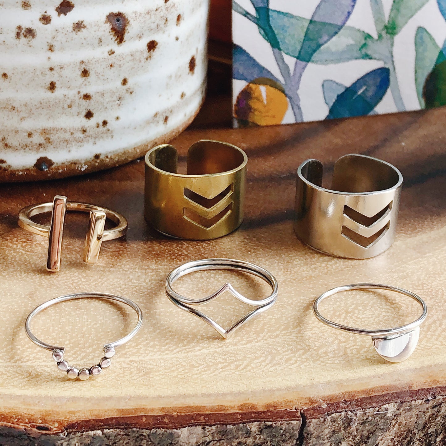 Double Chevron Wide Band Ring