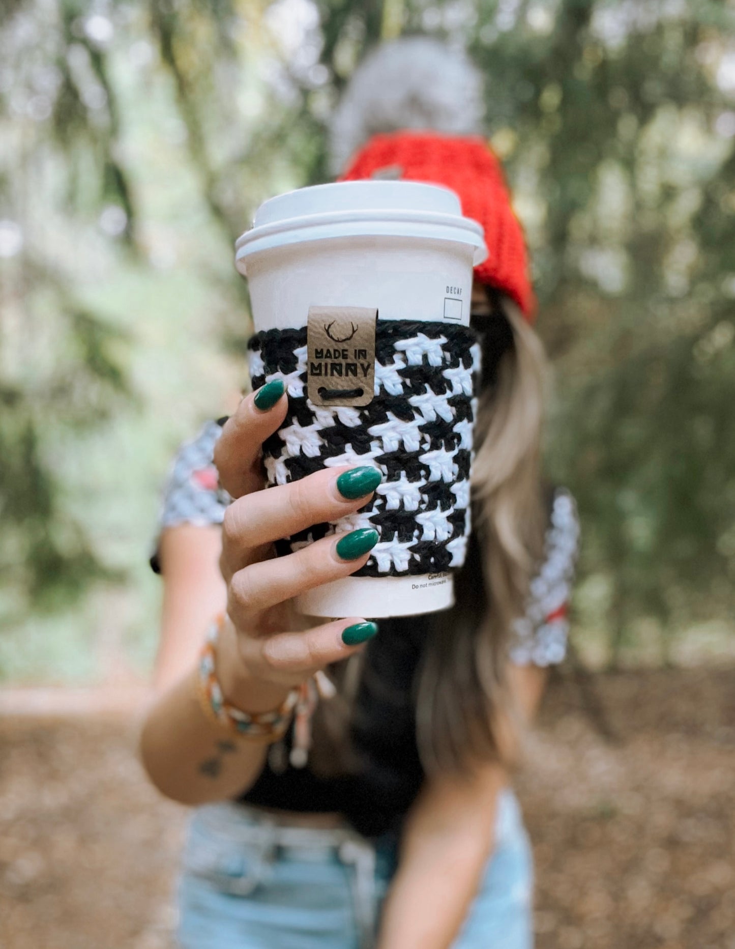 Check Coffee Cup Sleeve | Black & White